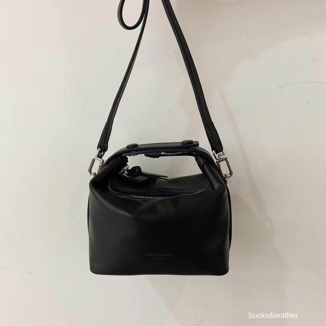 Button Rice Real Leather Bag