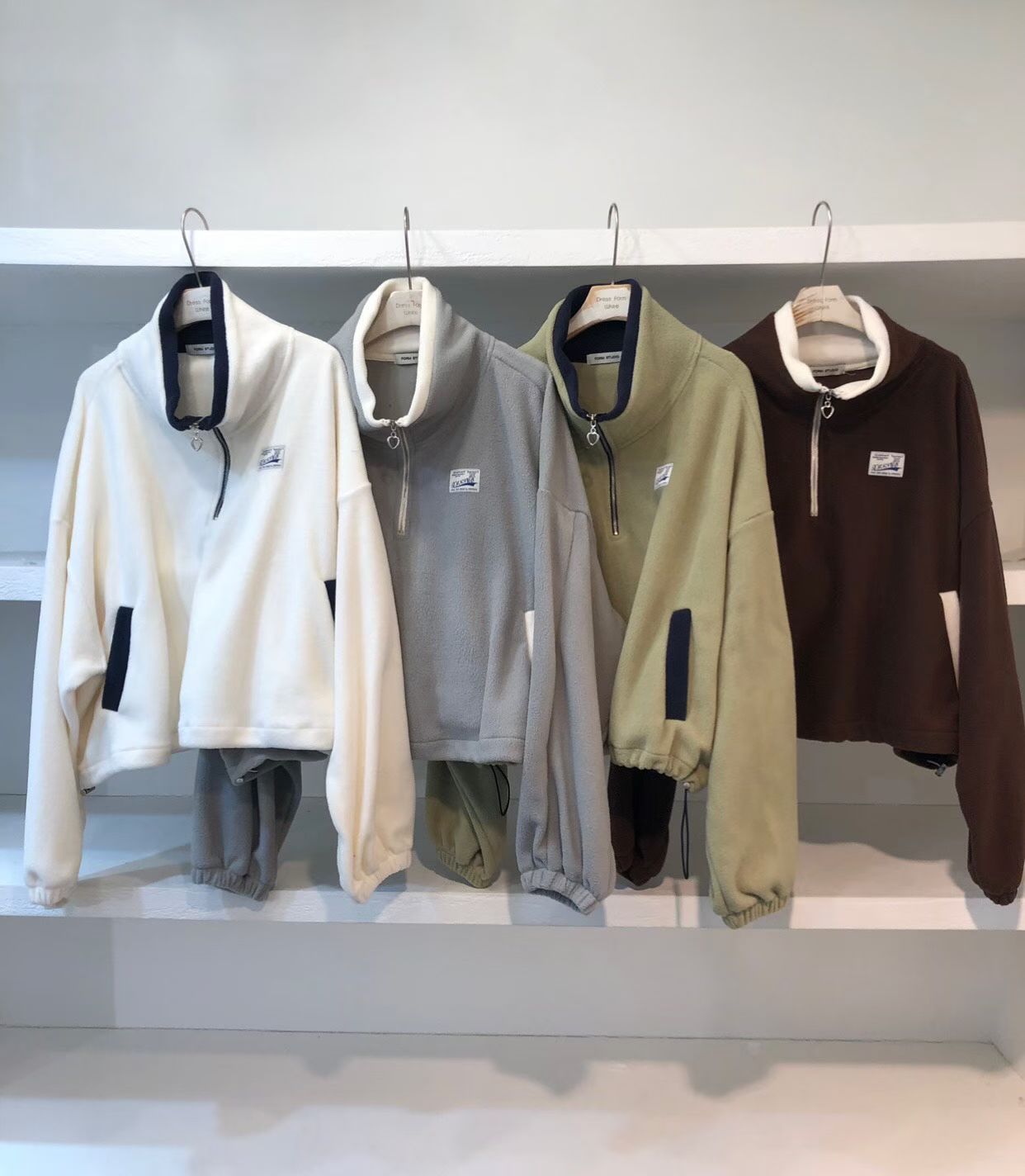 Collar Zipped Fleece Sweatshirt