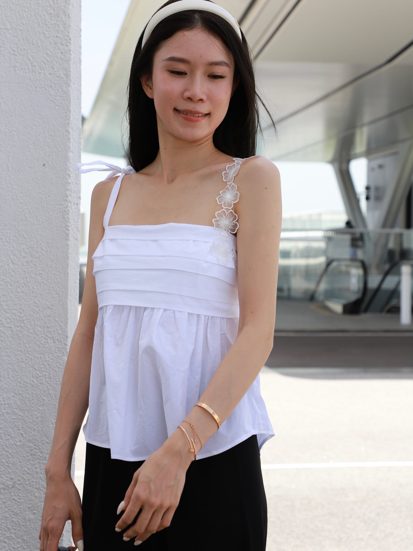 Flowery Shoulder Shirt Top