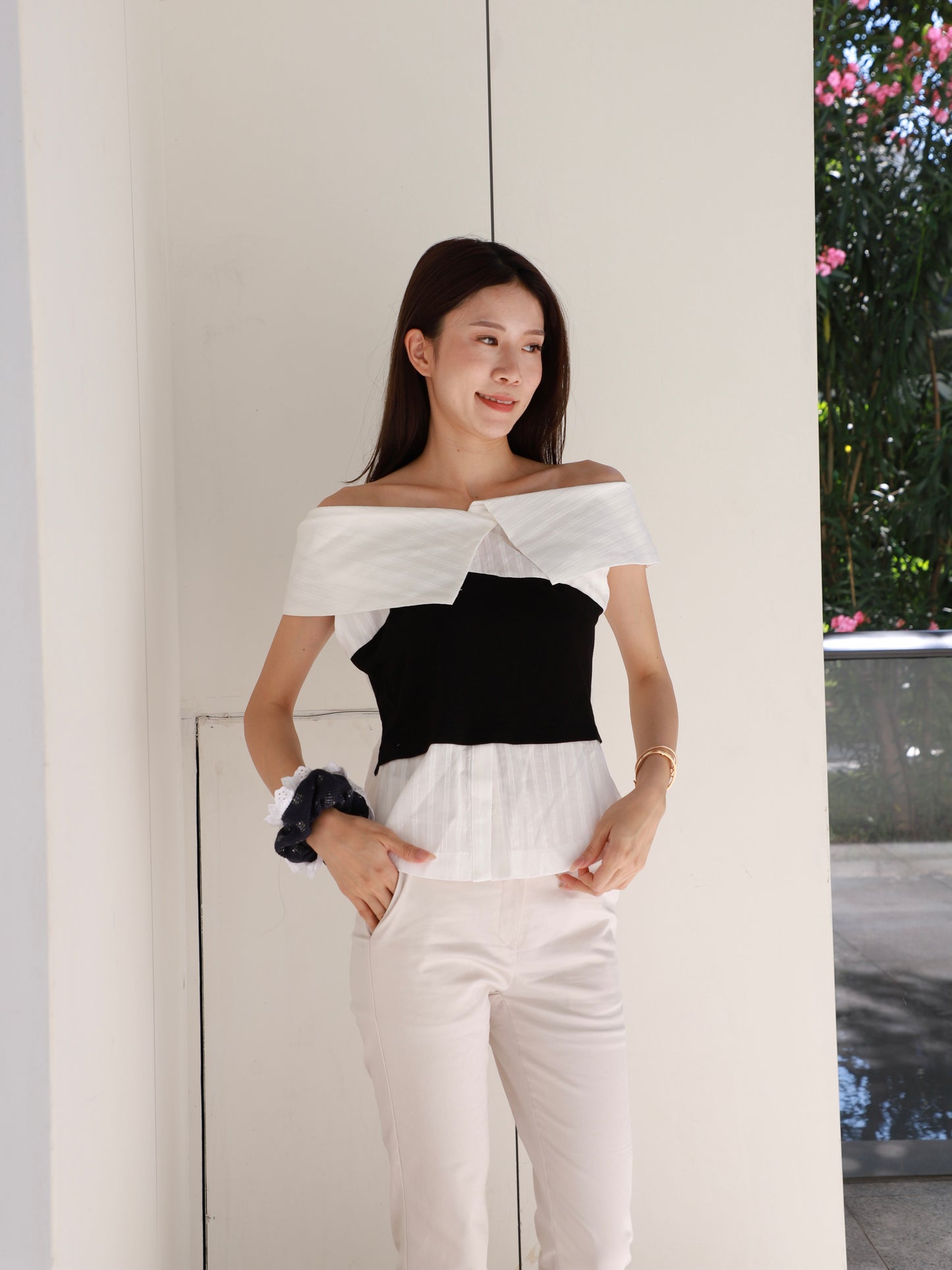 Black Half Shirt Top