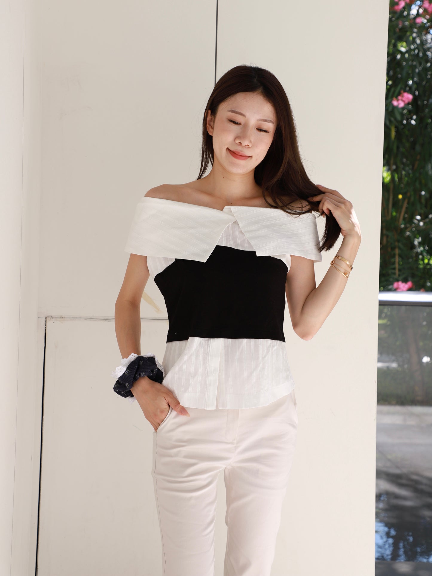 Black Half Shirt Top