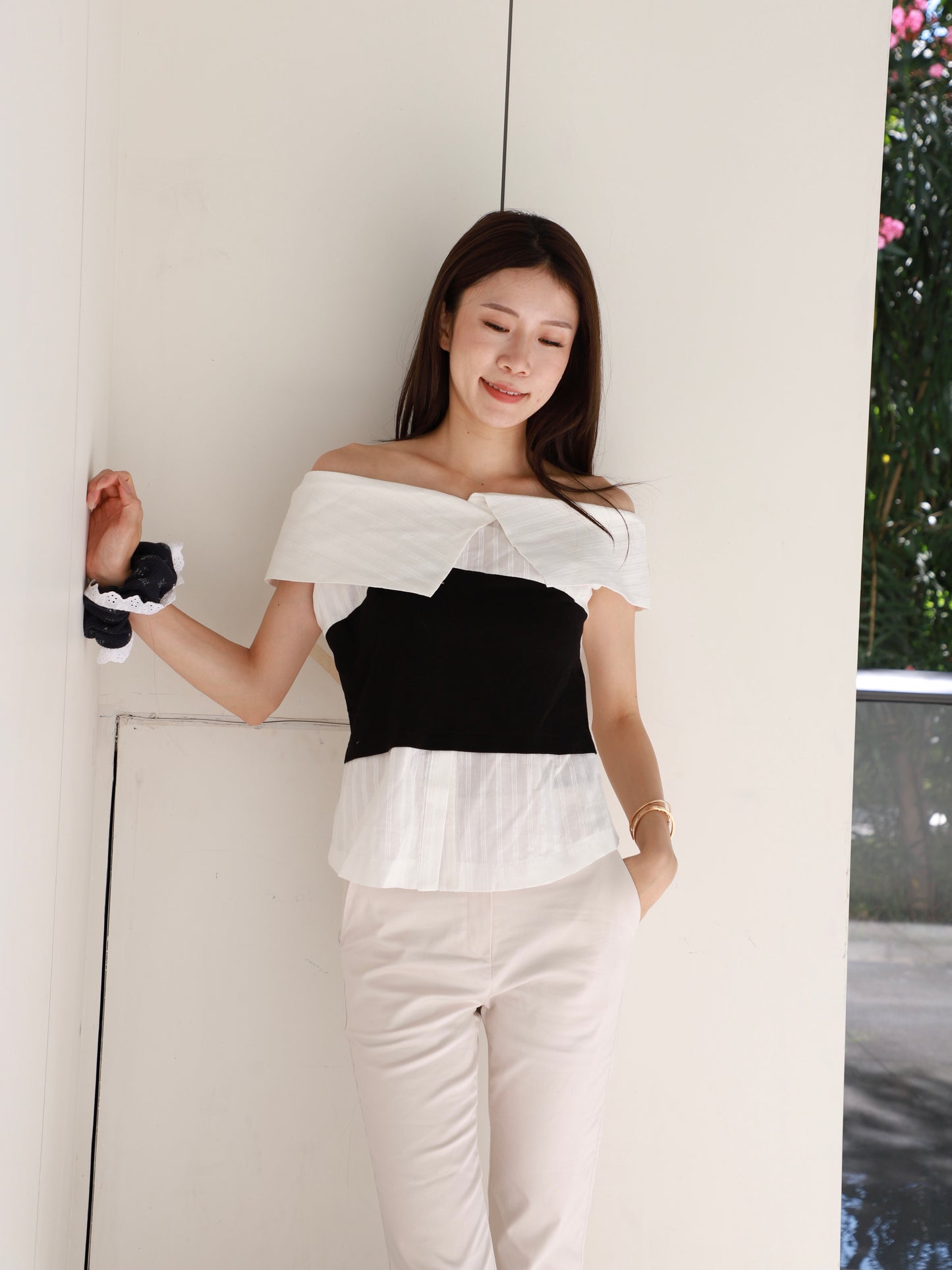 Black Half Shirt Top