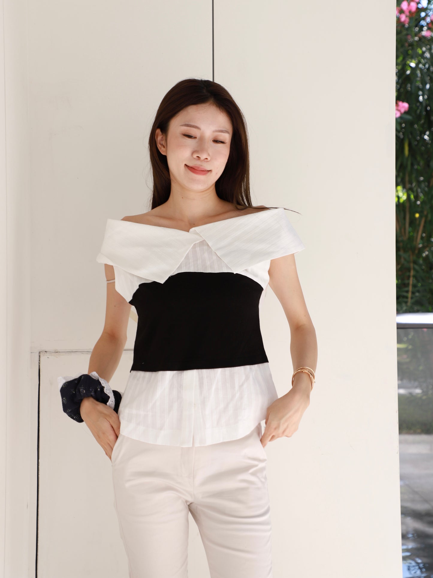 Black Half Shirt Top