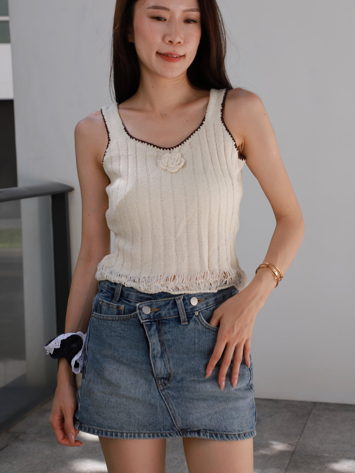 Flower Knitted Tank Top