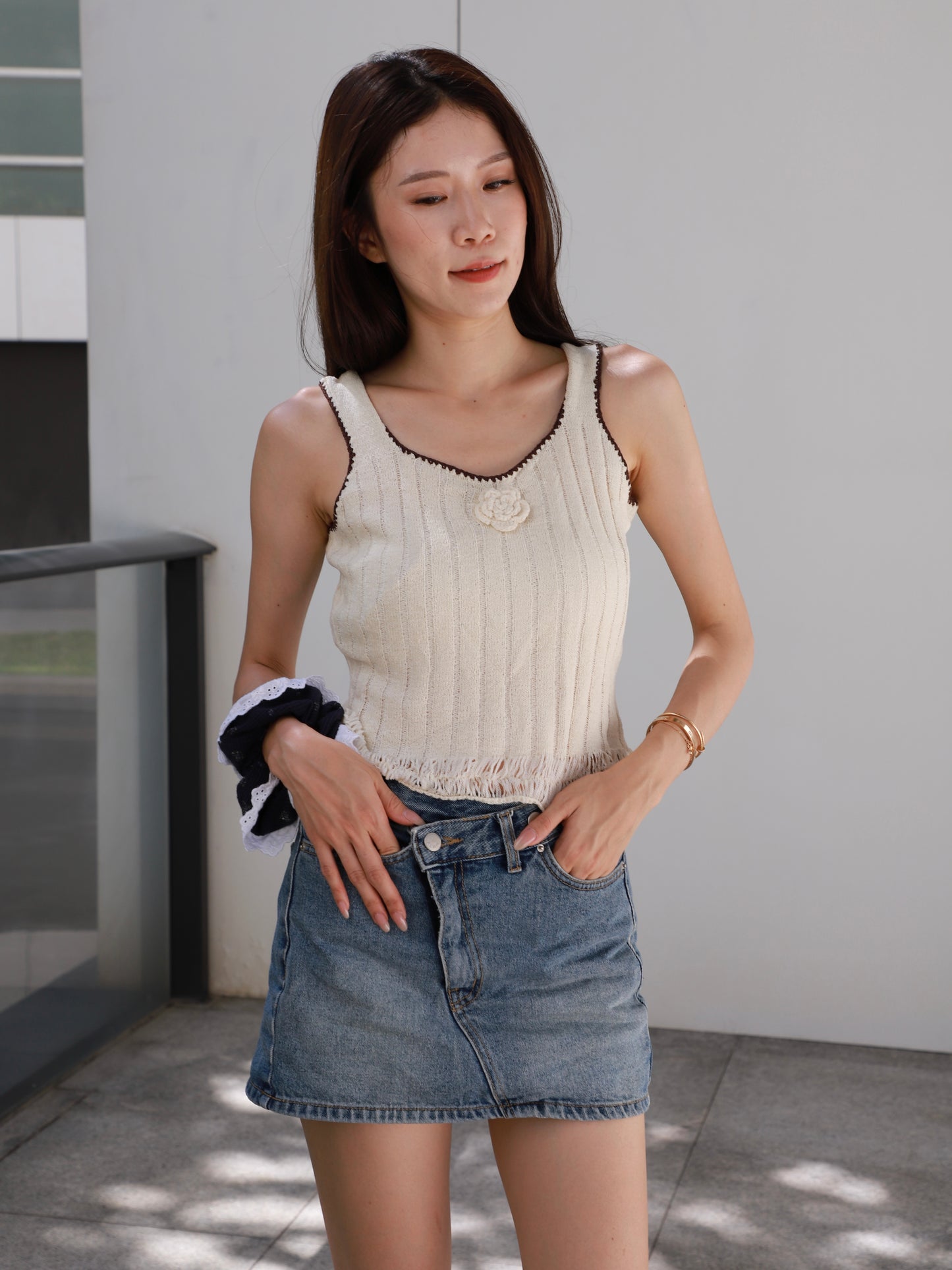 Flower Knitted Tank Top
