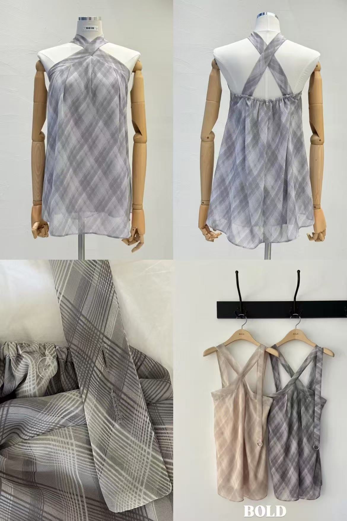 Checked Chiffon Tank Top