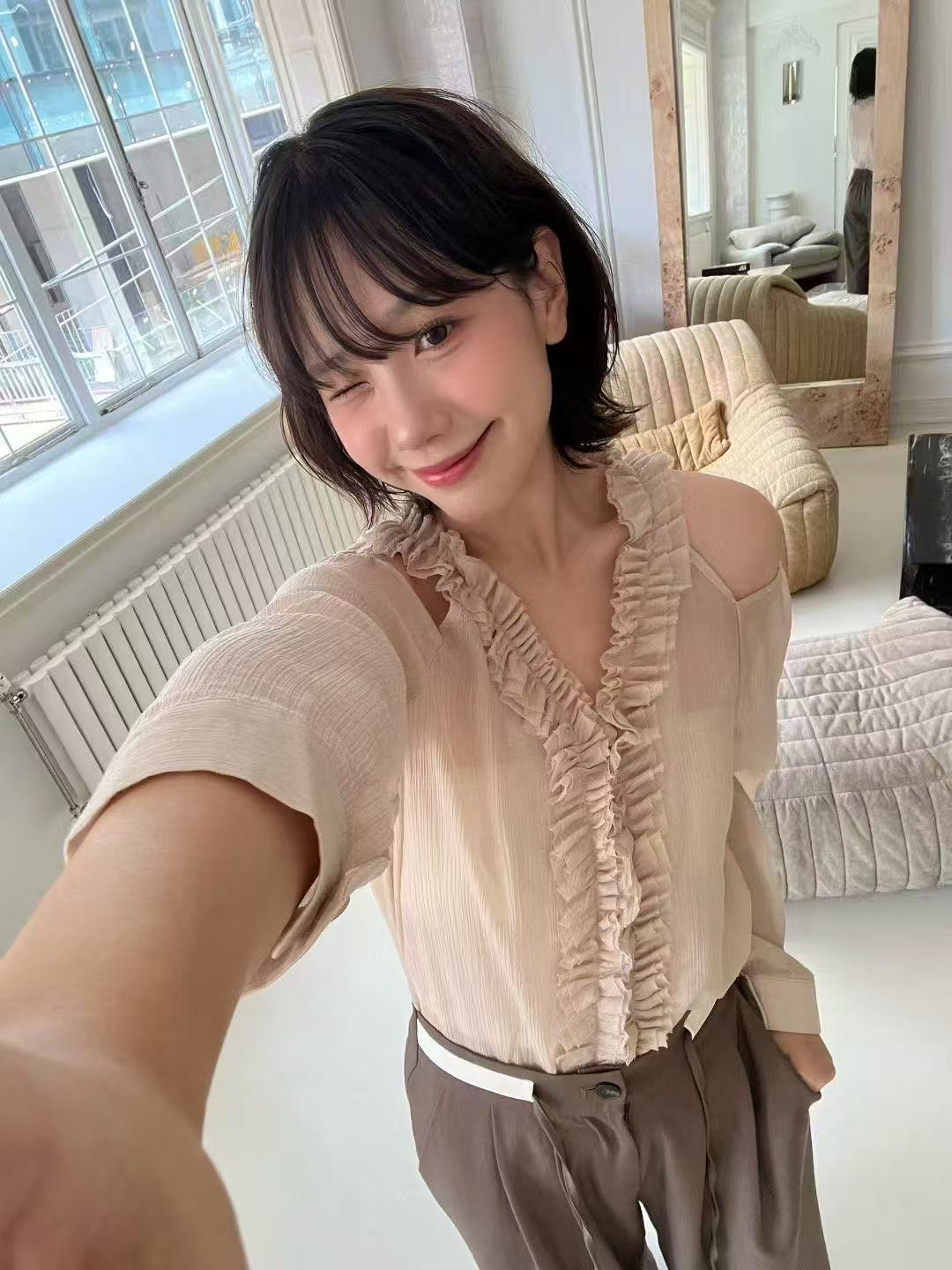 Ruffles Rose Chiffon Top