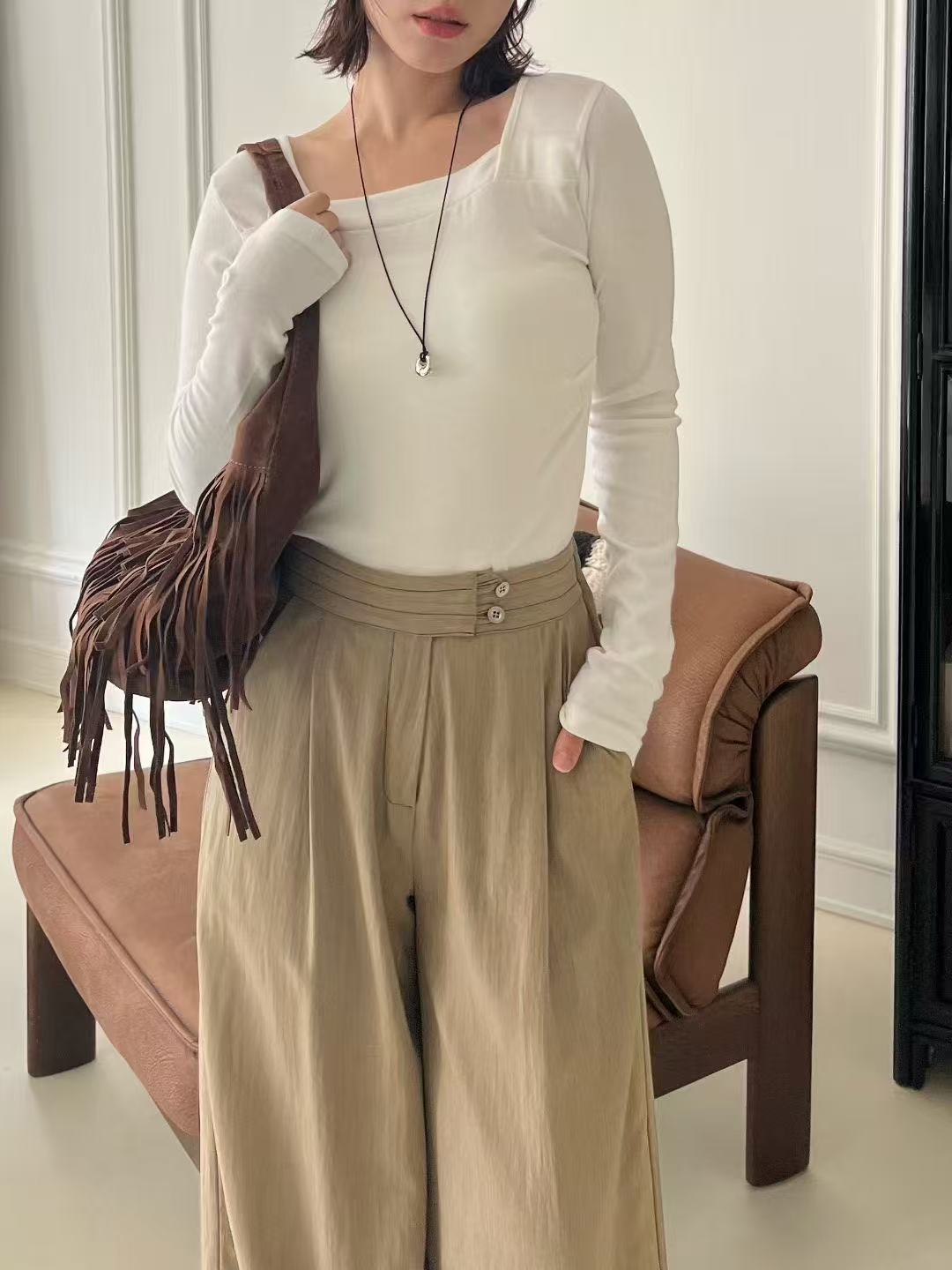 Cotton Triangle Long Sleeves Top