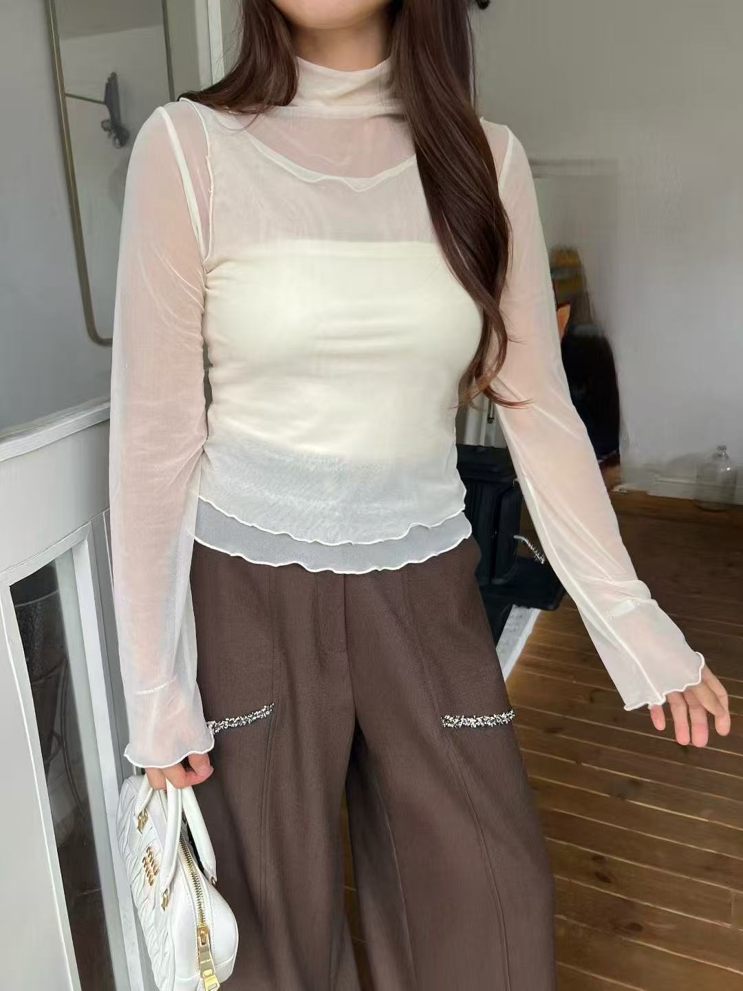 See through Long Sleeves Top