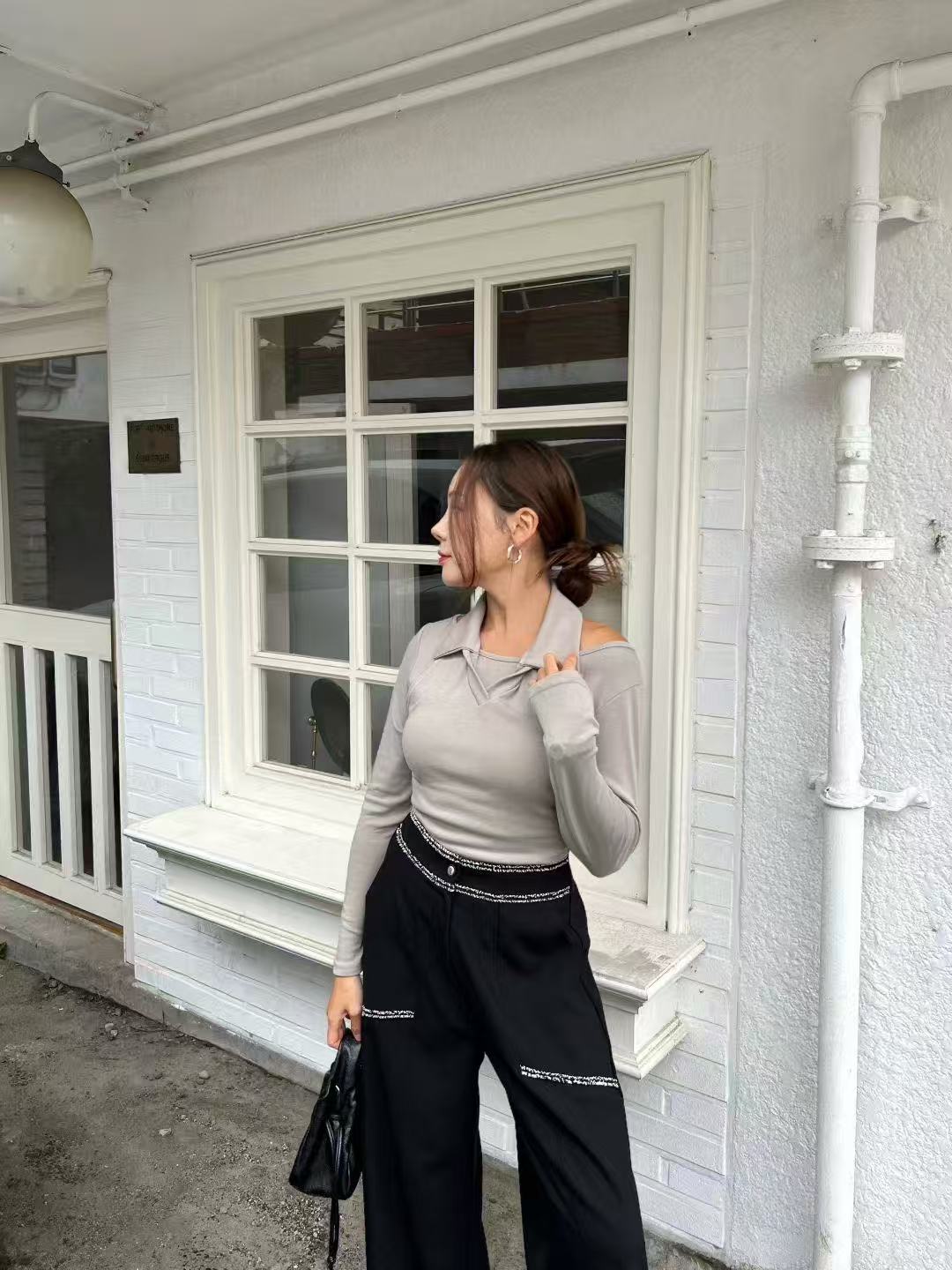 Tweed Outline Chiffon Pants