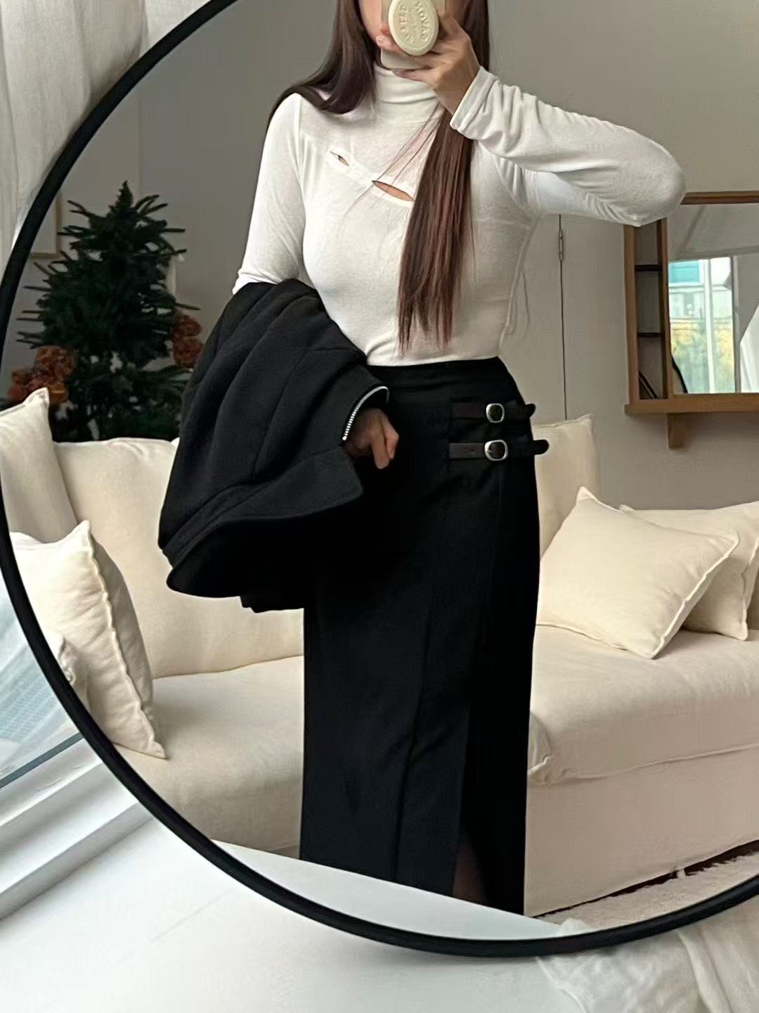 Belt in Slit Maxi Dress