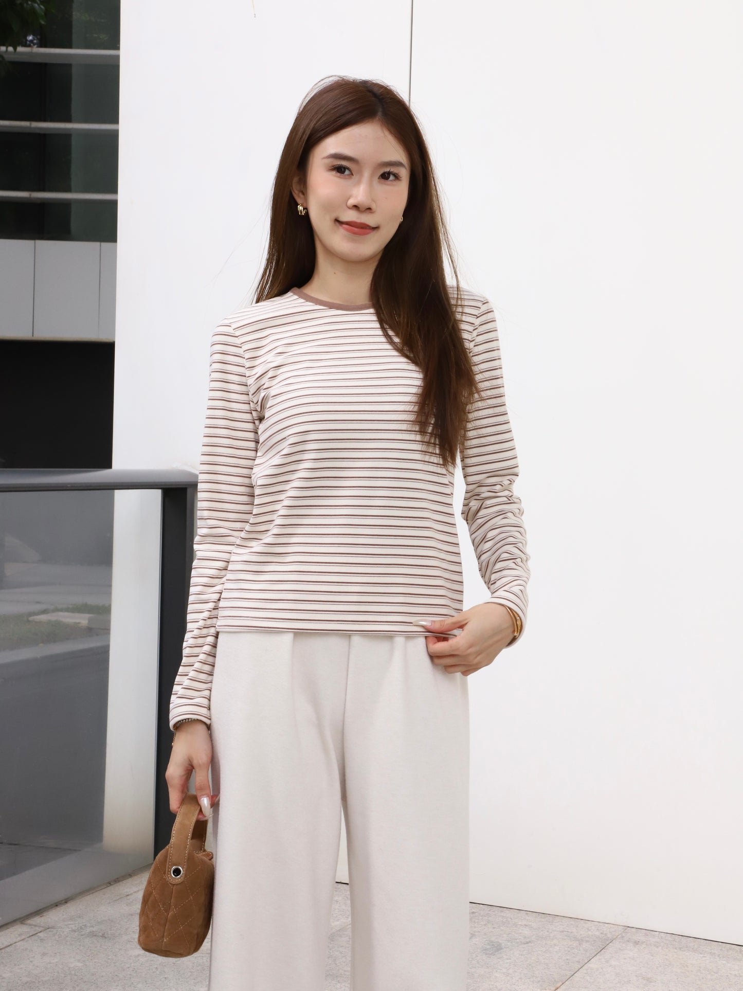 Striped Sheep Like Long Sleeves Top