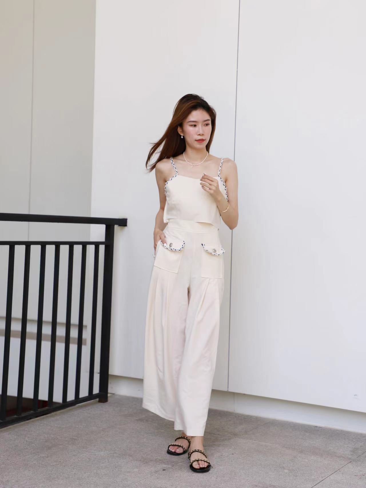 Tweed Outline Tank Top & Pants Set