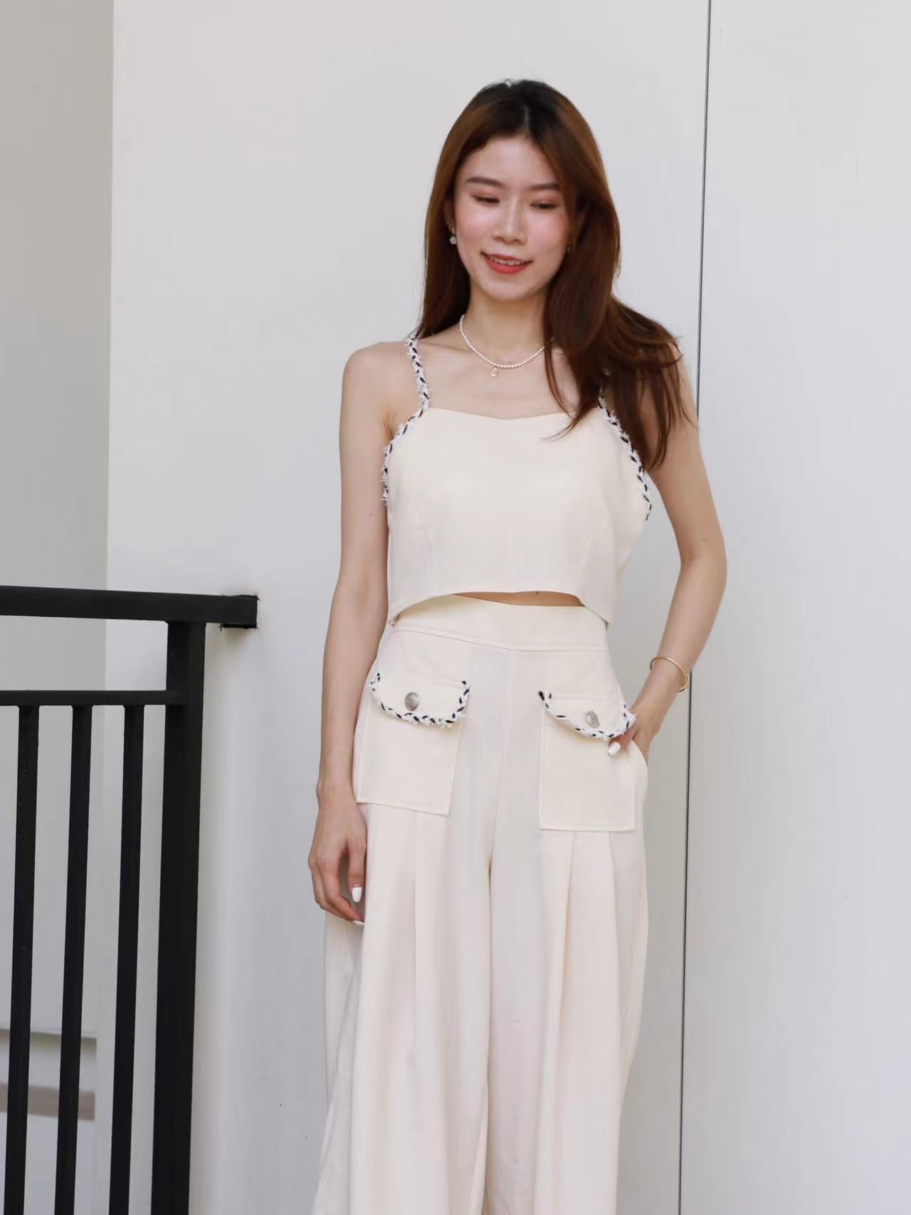 Tweed Outline Tank Top & Pants Set