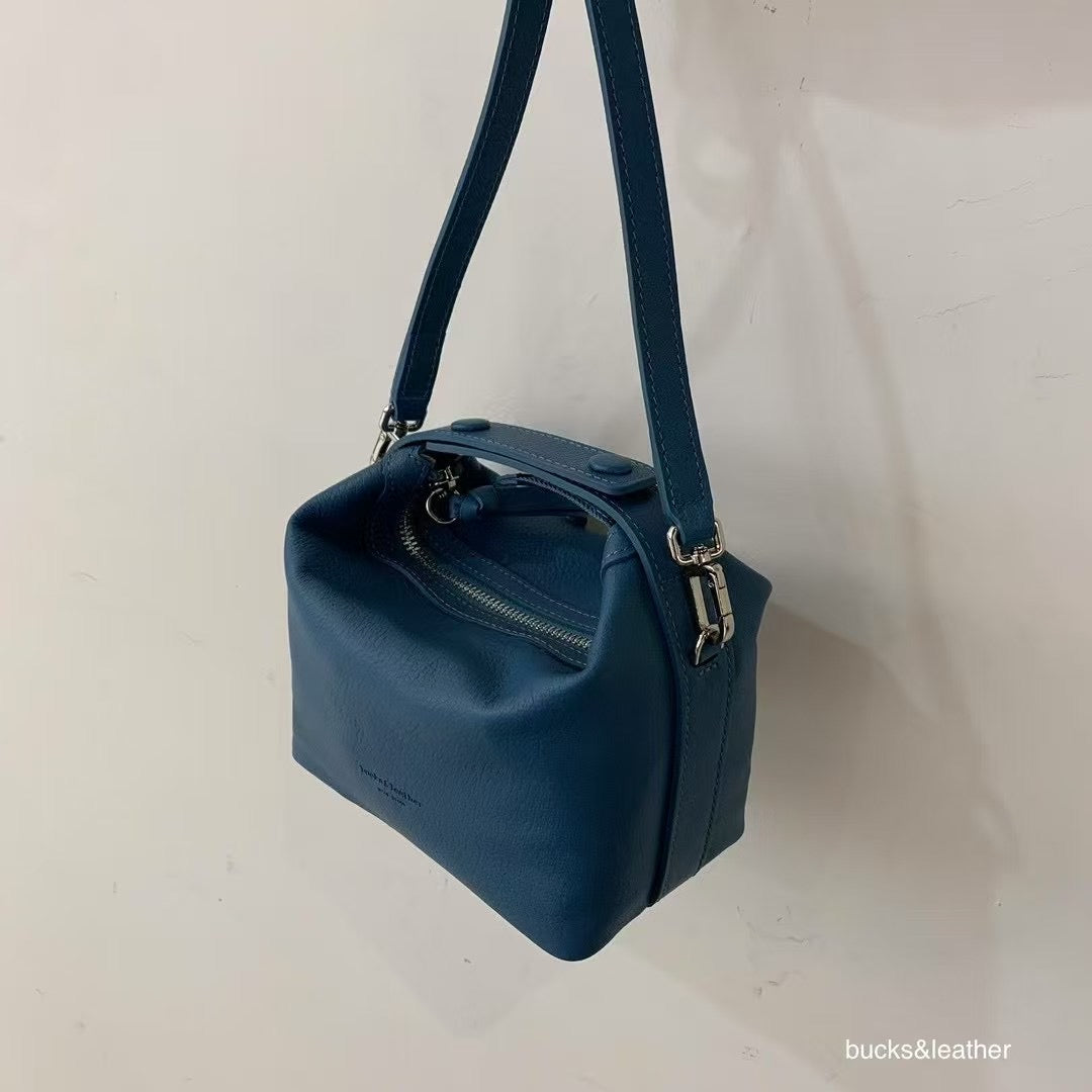 Button Rice Real Leather Bag