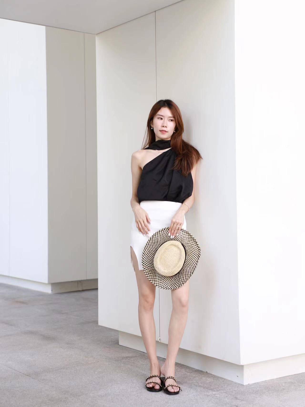 Cross Neck Silk Tank Top