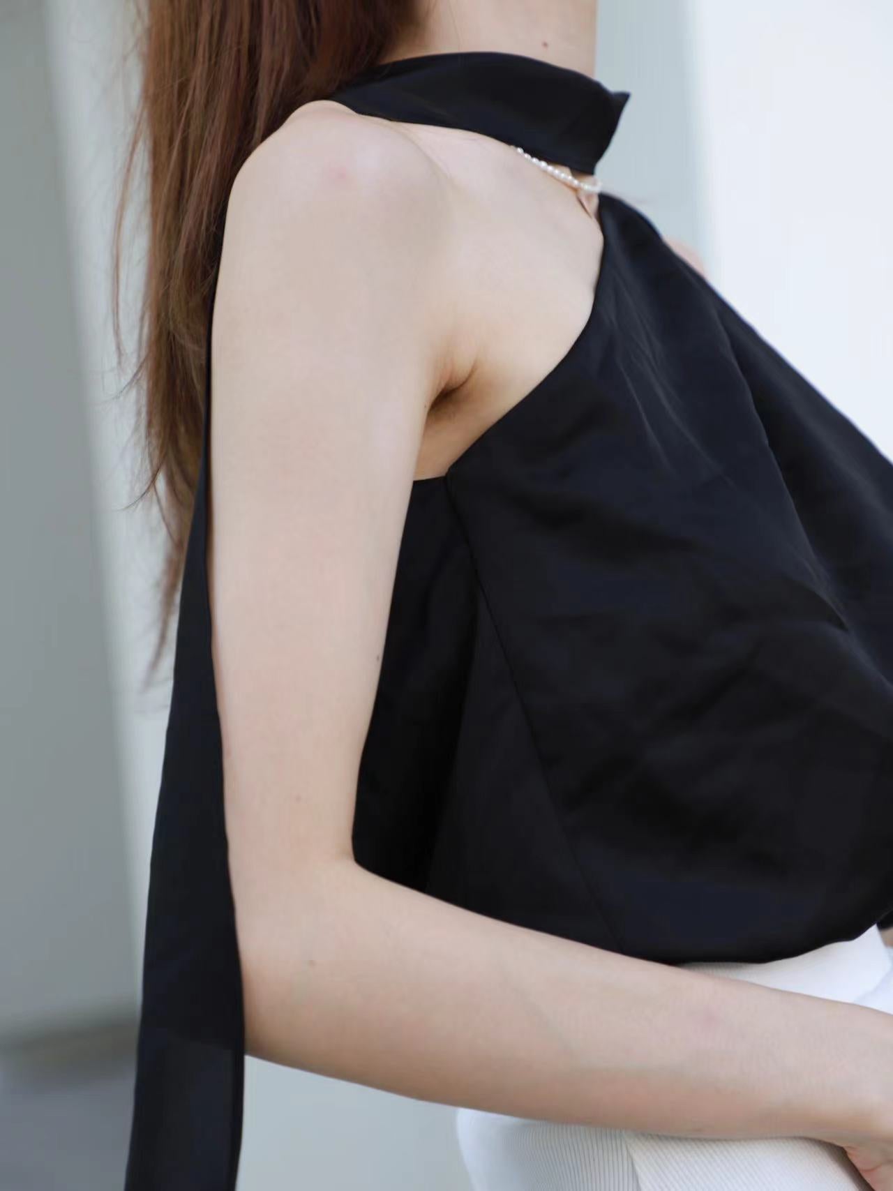 Cross Neck Silk Tank Top