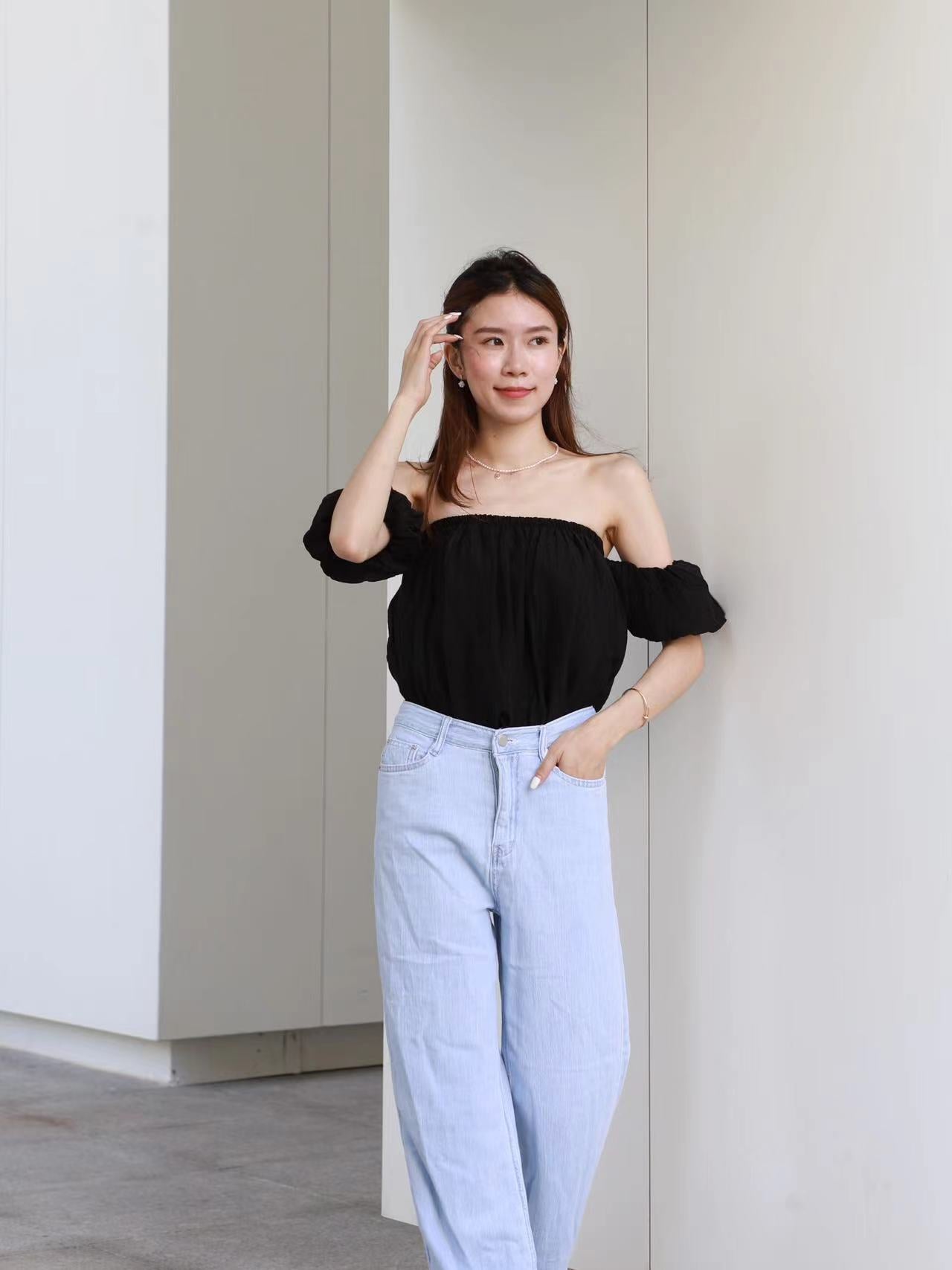 Ruffles Puffy Off Shoulder T Top