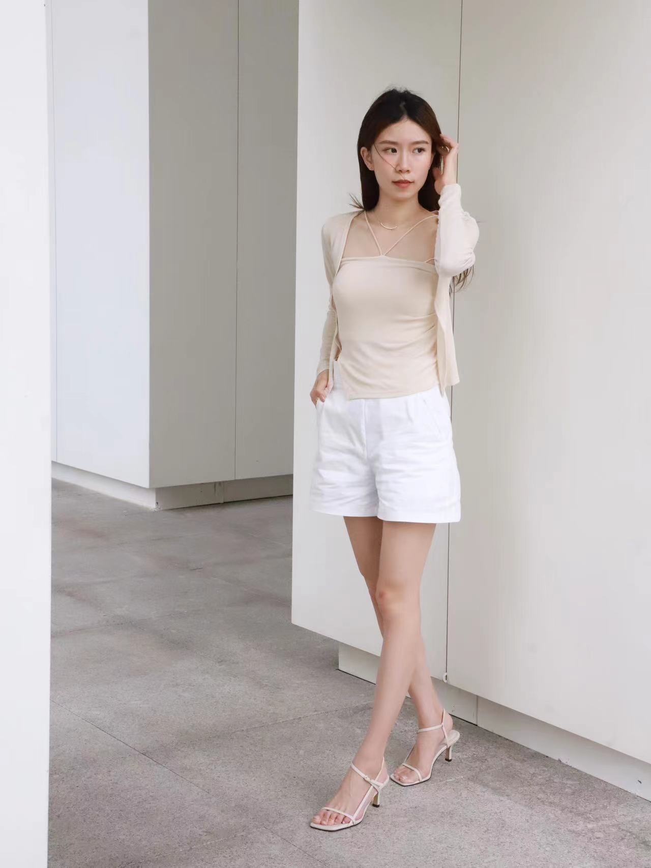 V Cross Neck Tank Top & Cardigan Set