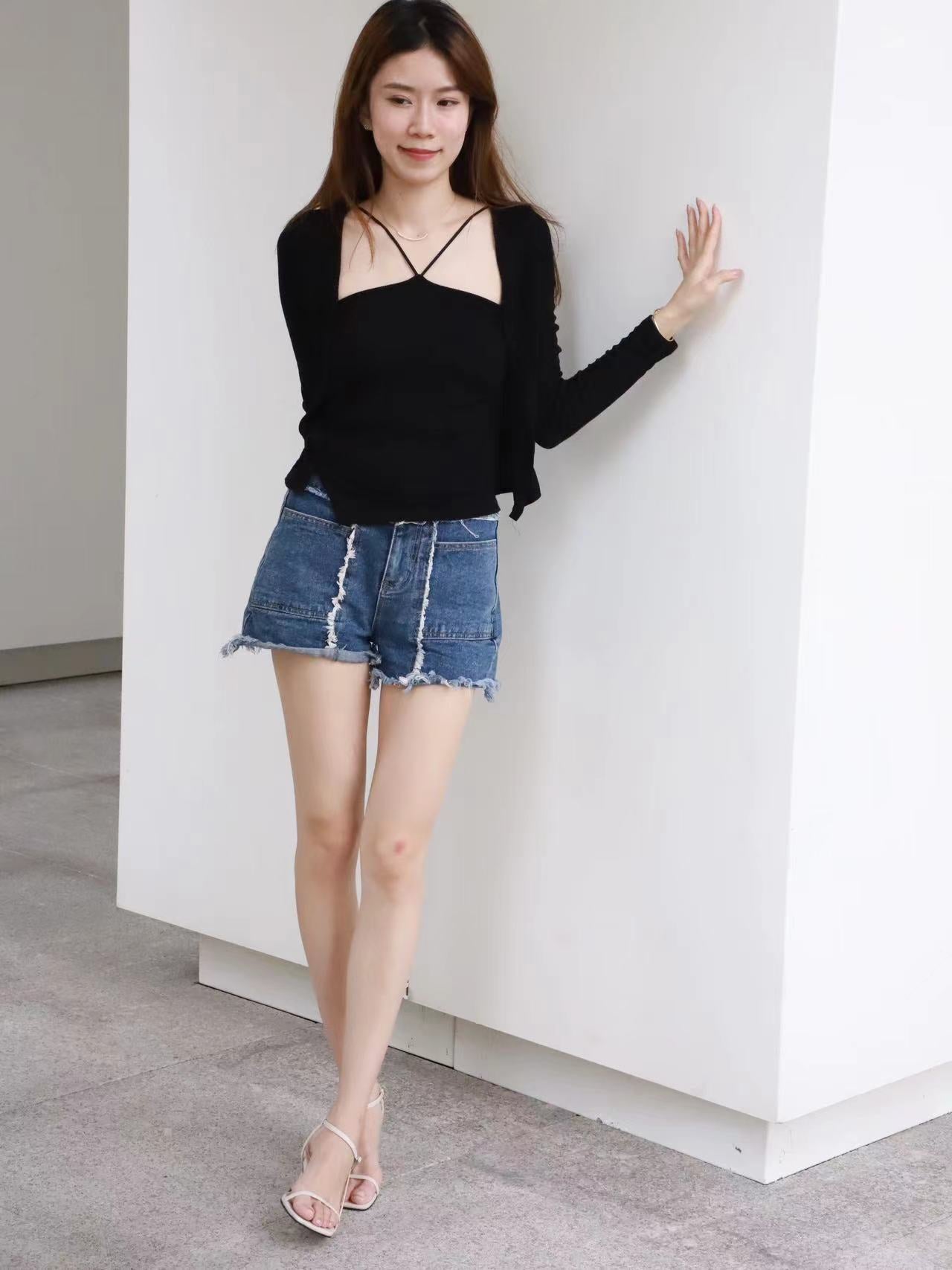 V Cross Neck Tank Top & Cardigan Set