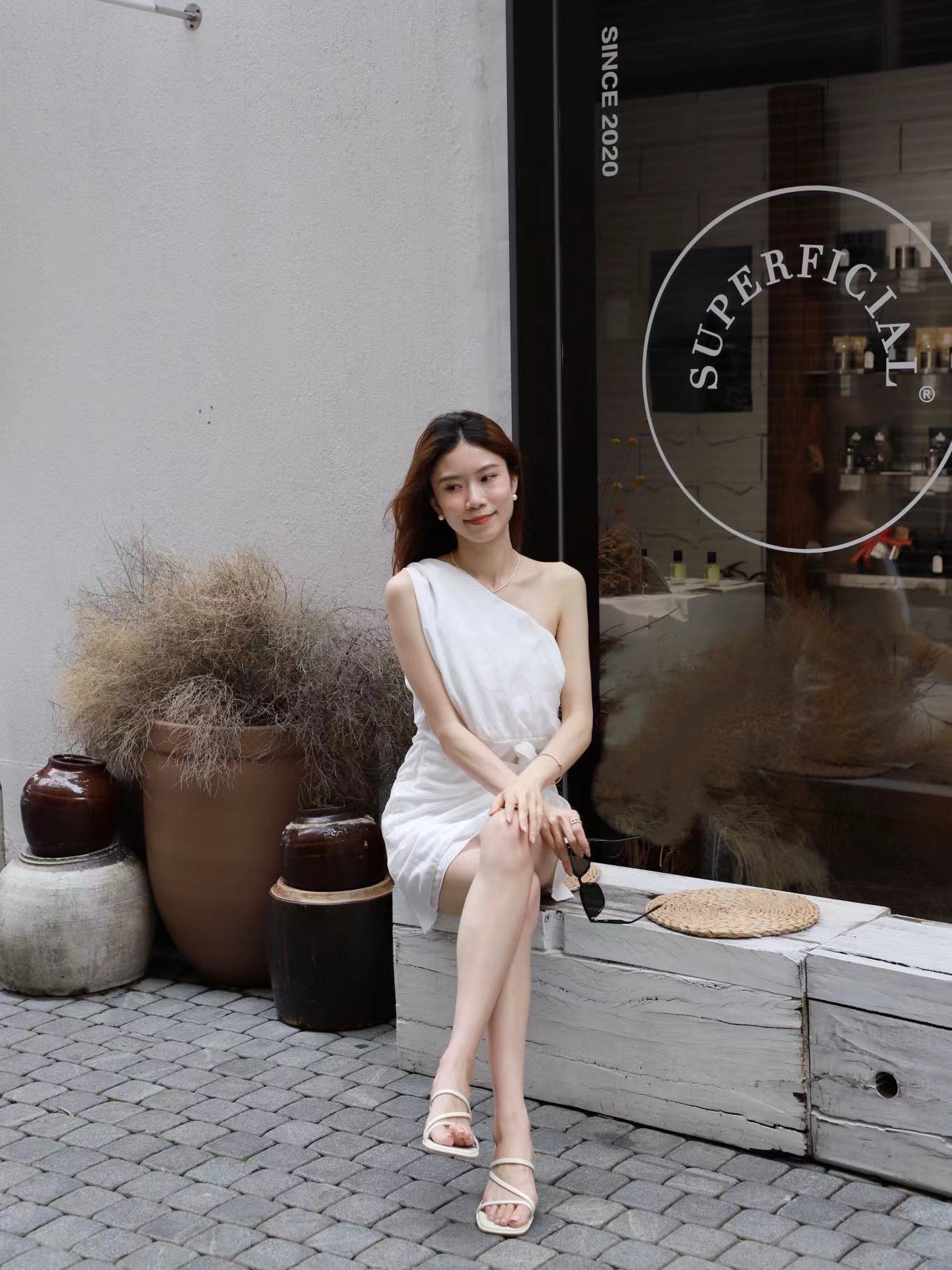 THAI Cross Shoulder Wrap Mini Dress