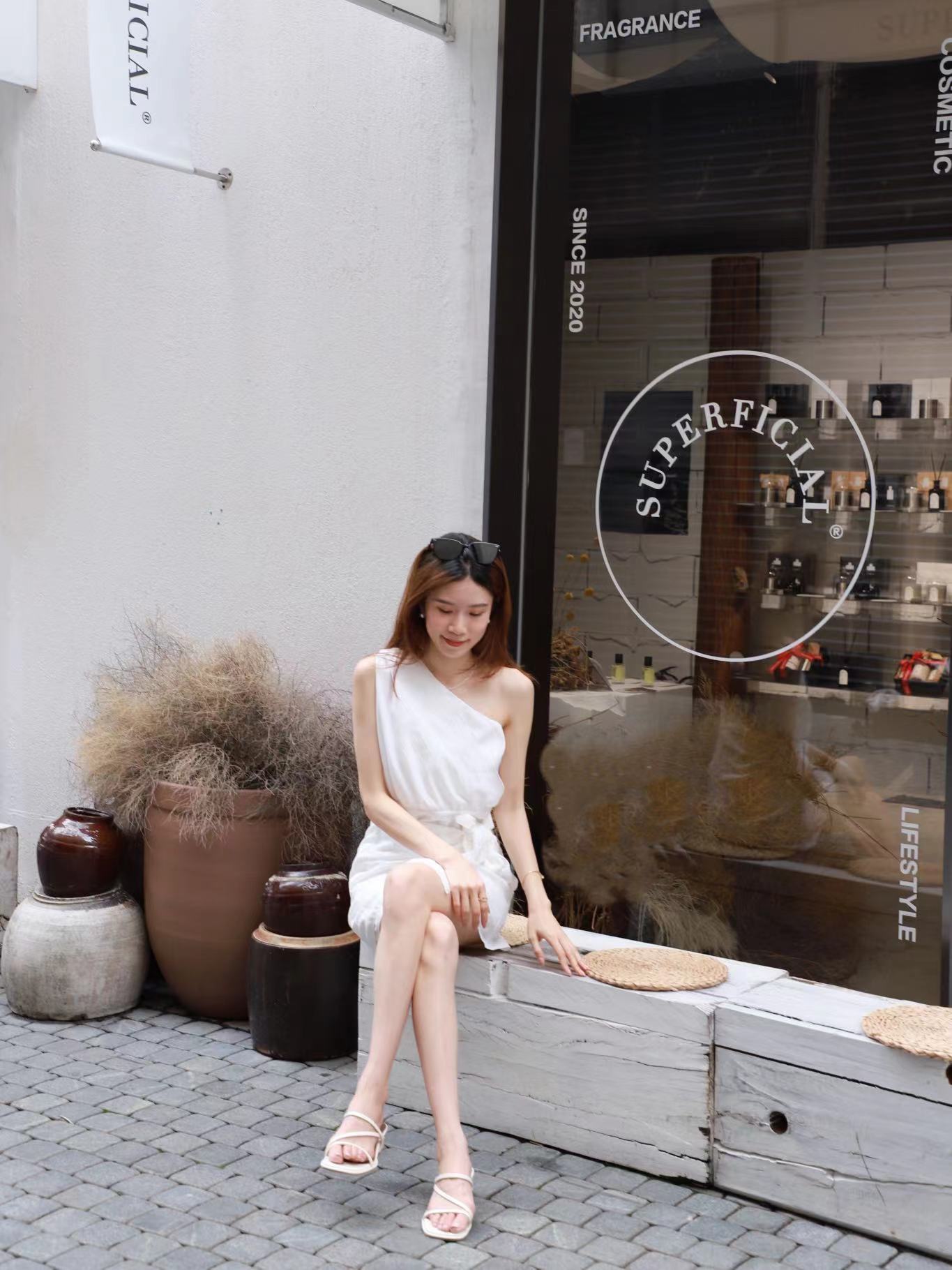 THAI Cross Shoulder Wrap Mini Dress