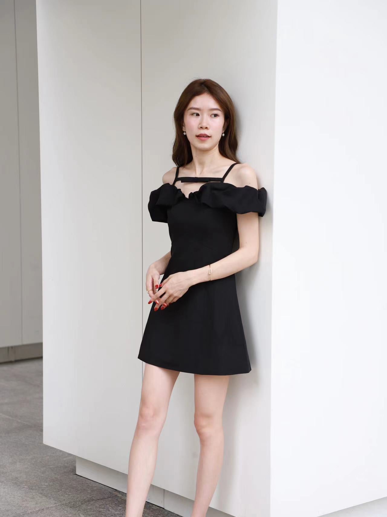 Small Ribbon Ruffles Off Shoulder Mini Dress