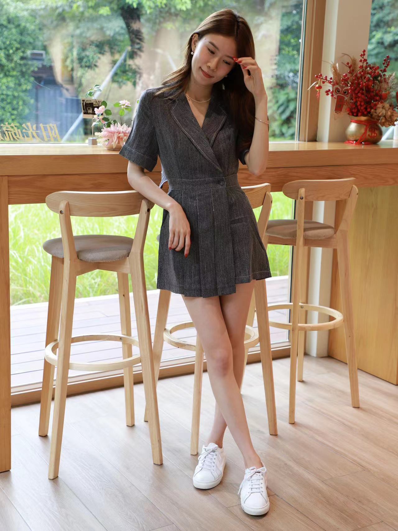 Denim Like Blazer Jumpsuit