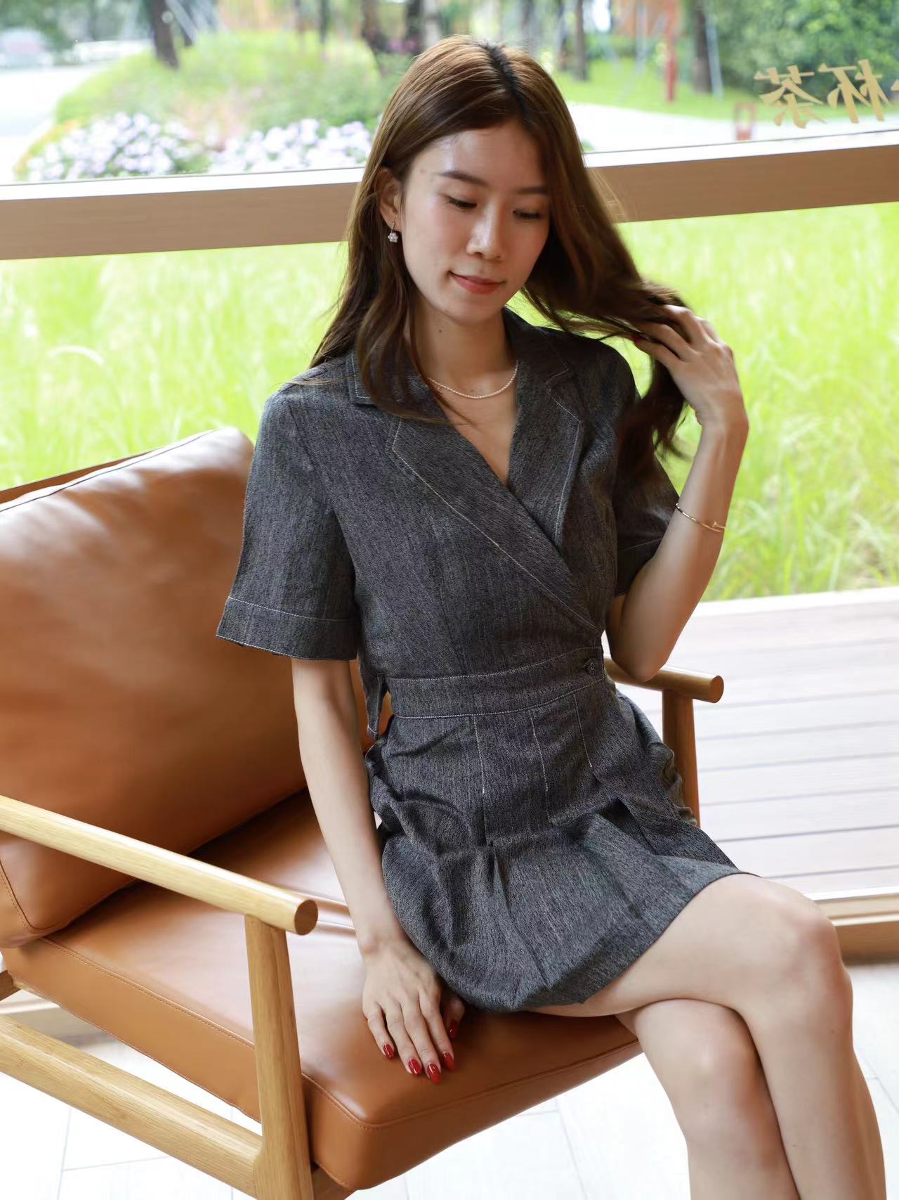 Denim Like Blazer Jumpsuit