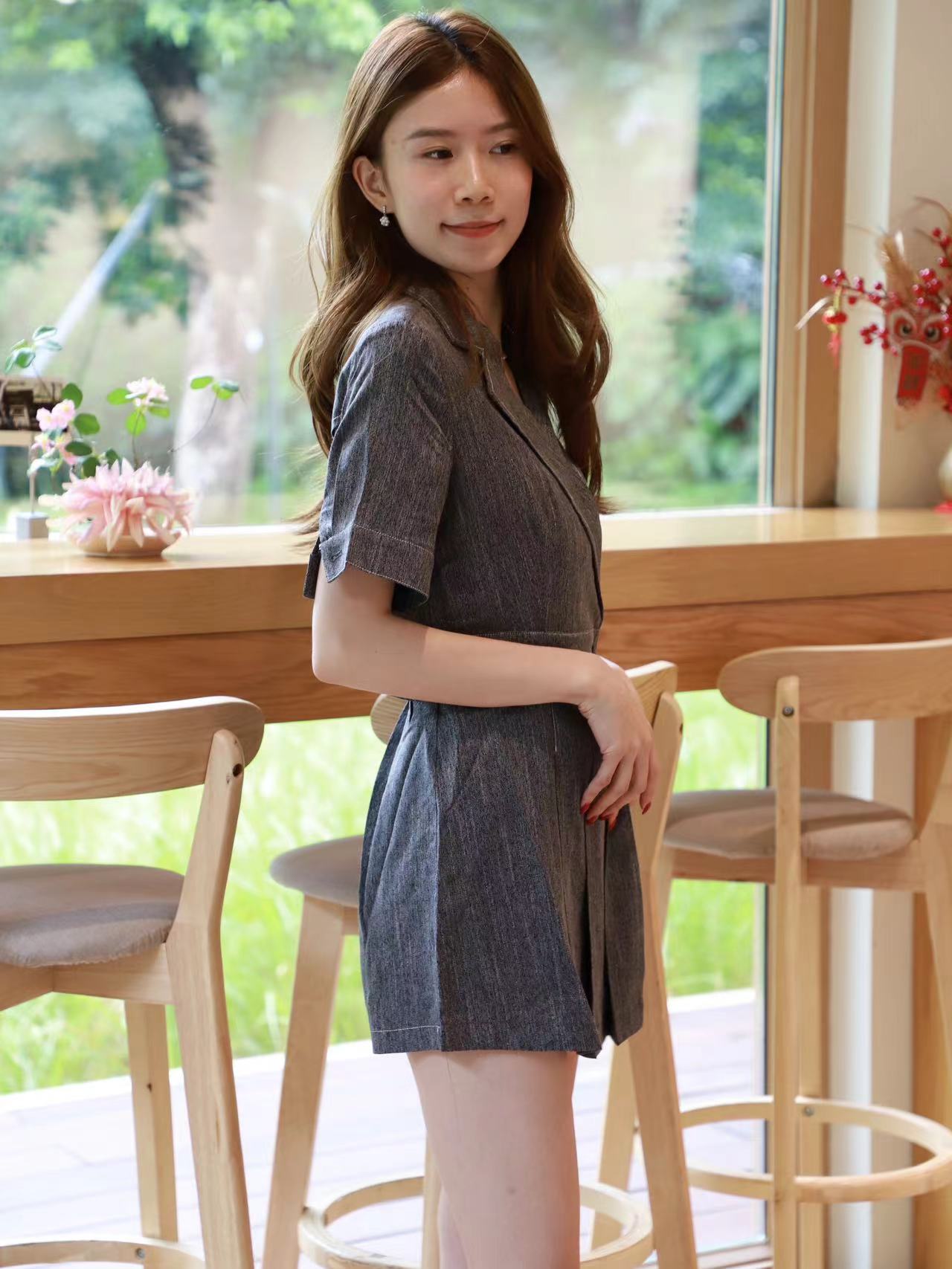 Denim Like Blazer Jumpsuit