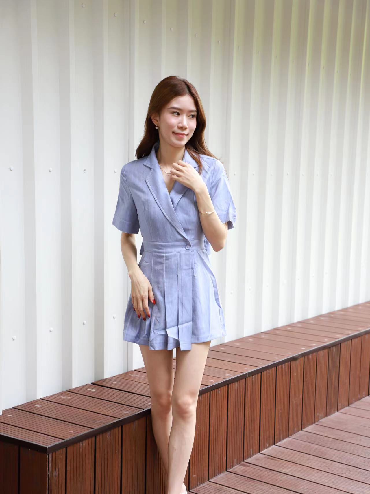 Denim Like Blazer Jumpsuit