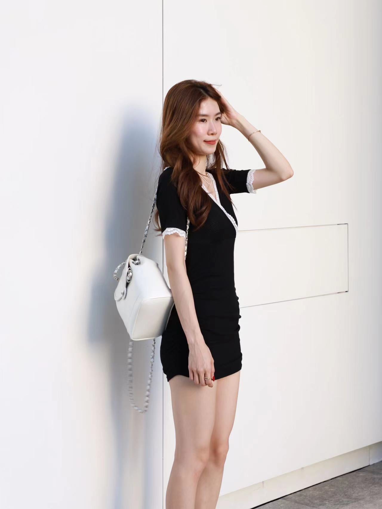 Lace Outline Sexy Mini Dress