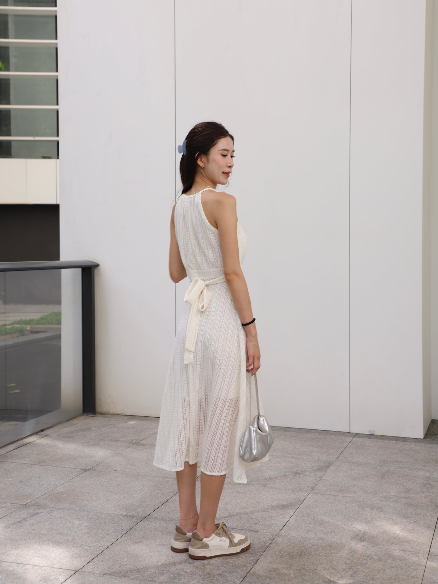 Crewneck Lace Maxi Dress