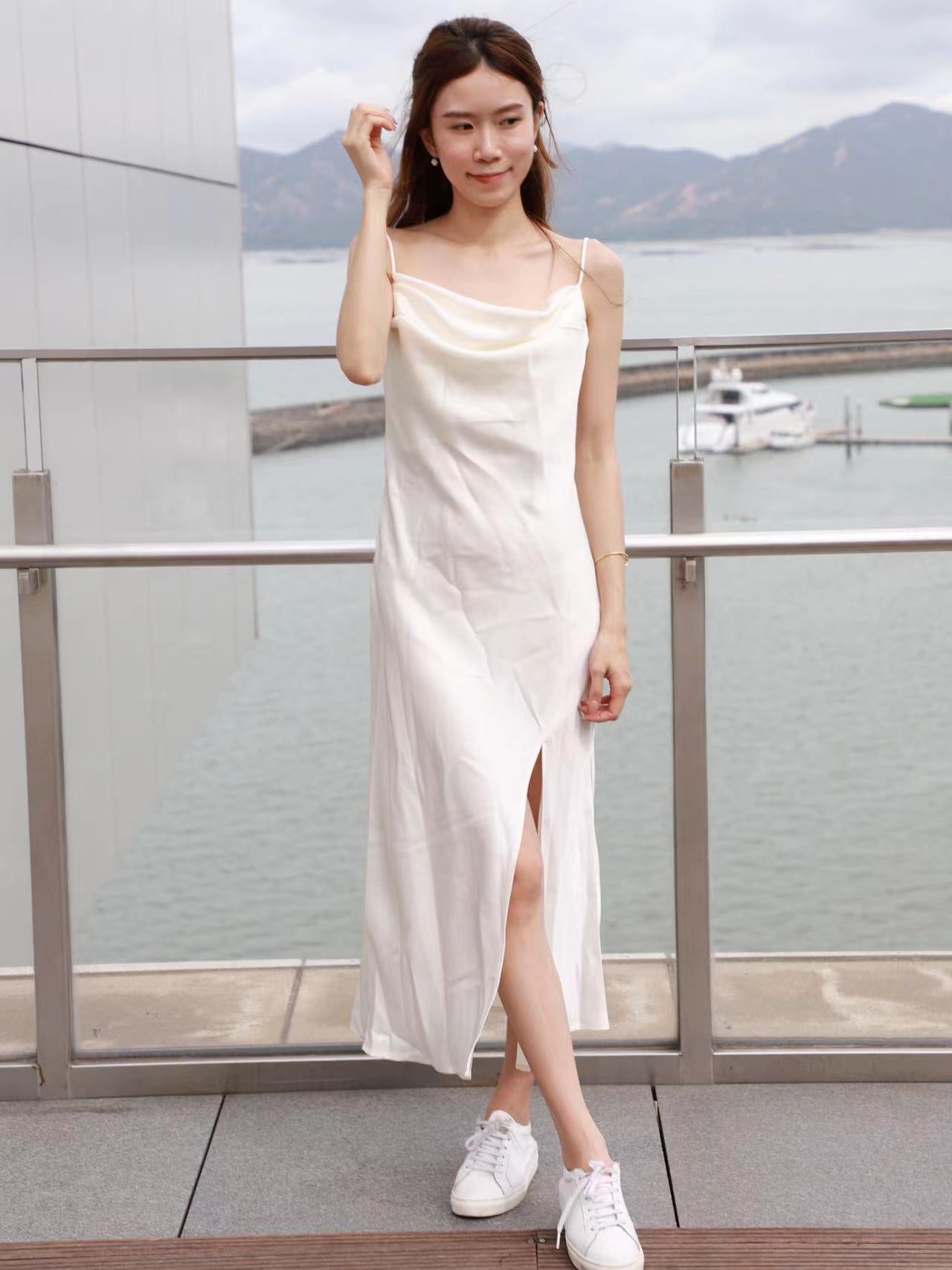 Silk Slit Maxi Dress (removable chain)