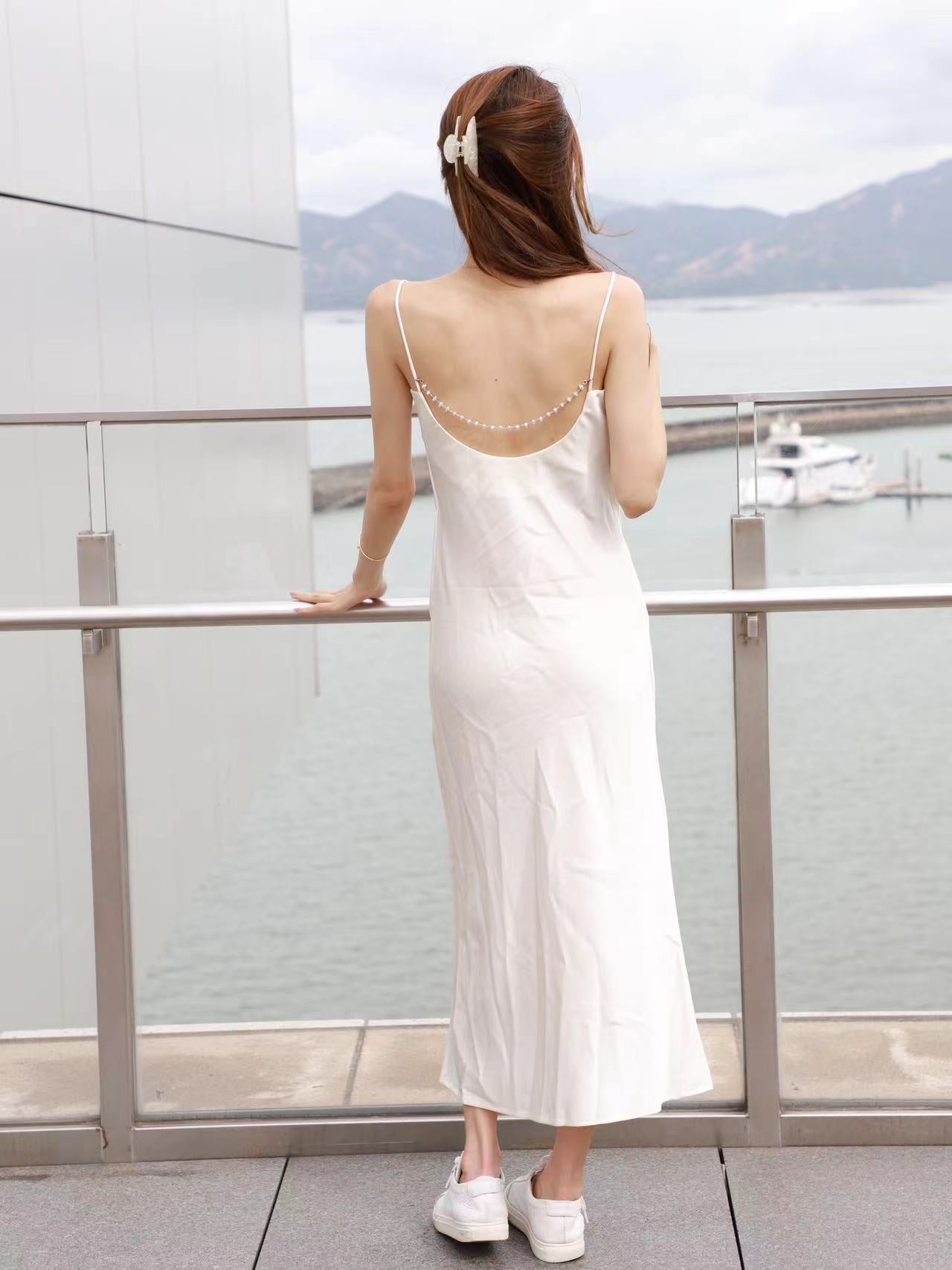 Silk Slit Maxi Dress (removable chain)