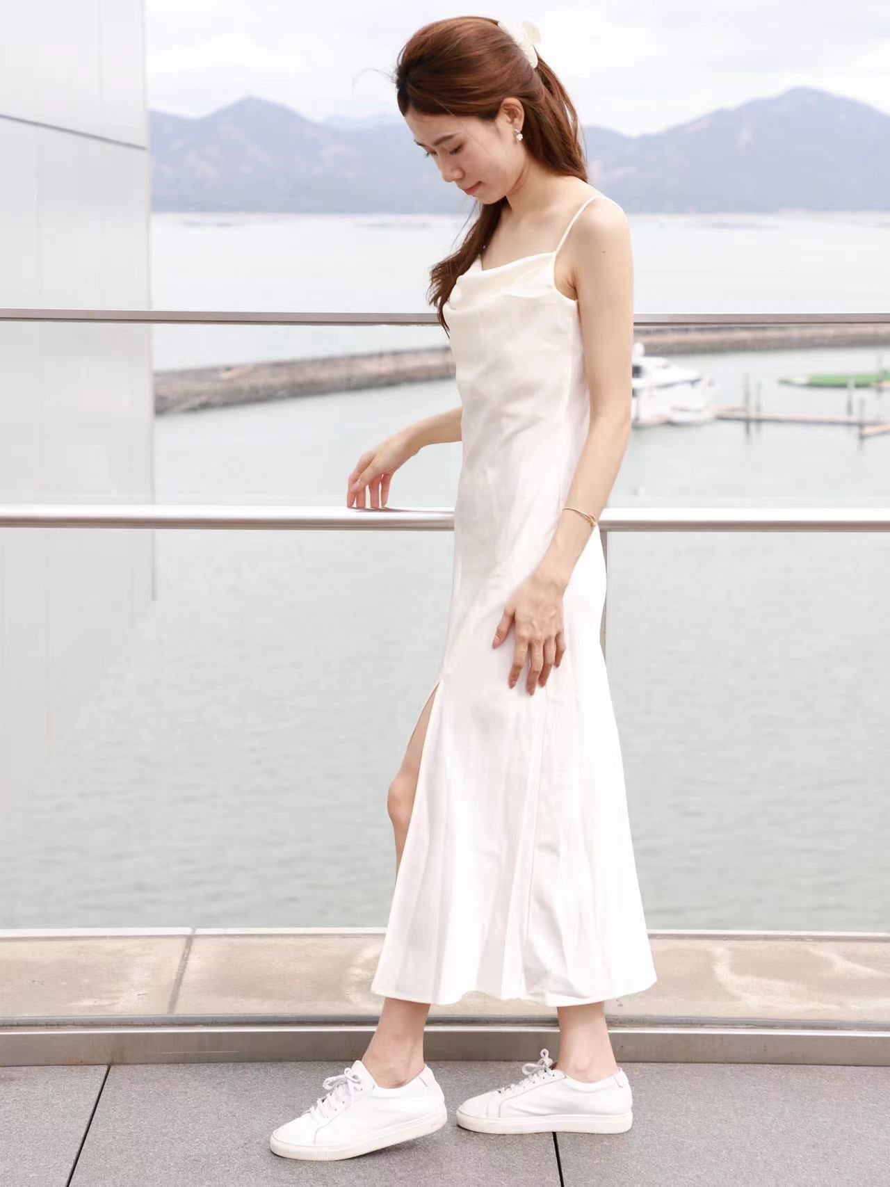 Silk Slit Maxi Dress (removable chain)