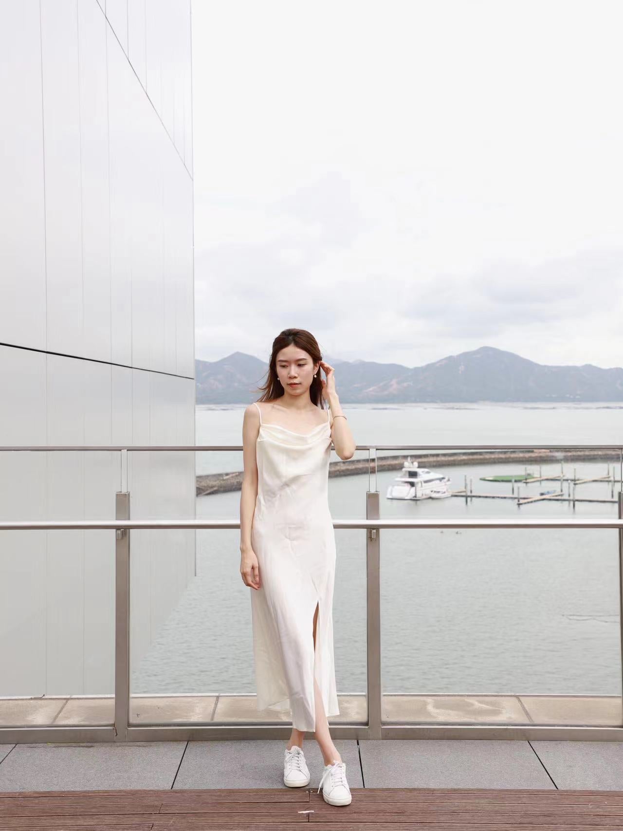 Silk Slit Maxi Dress (removable chain)