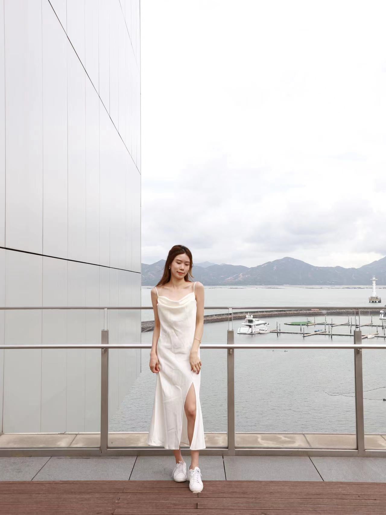 Silk Slit Maxi Dress (removable chain)
