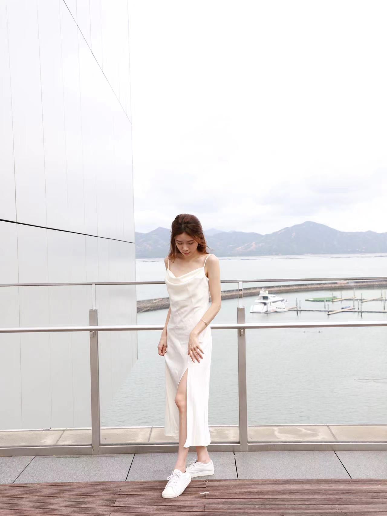 Silk Slit Maxi Dress (removable chain)