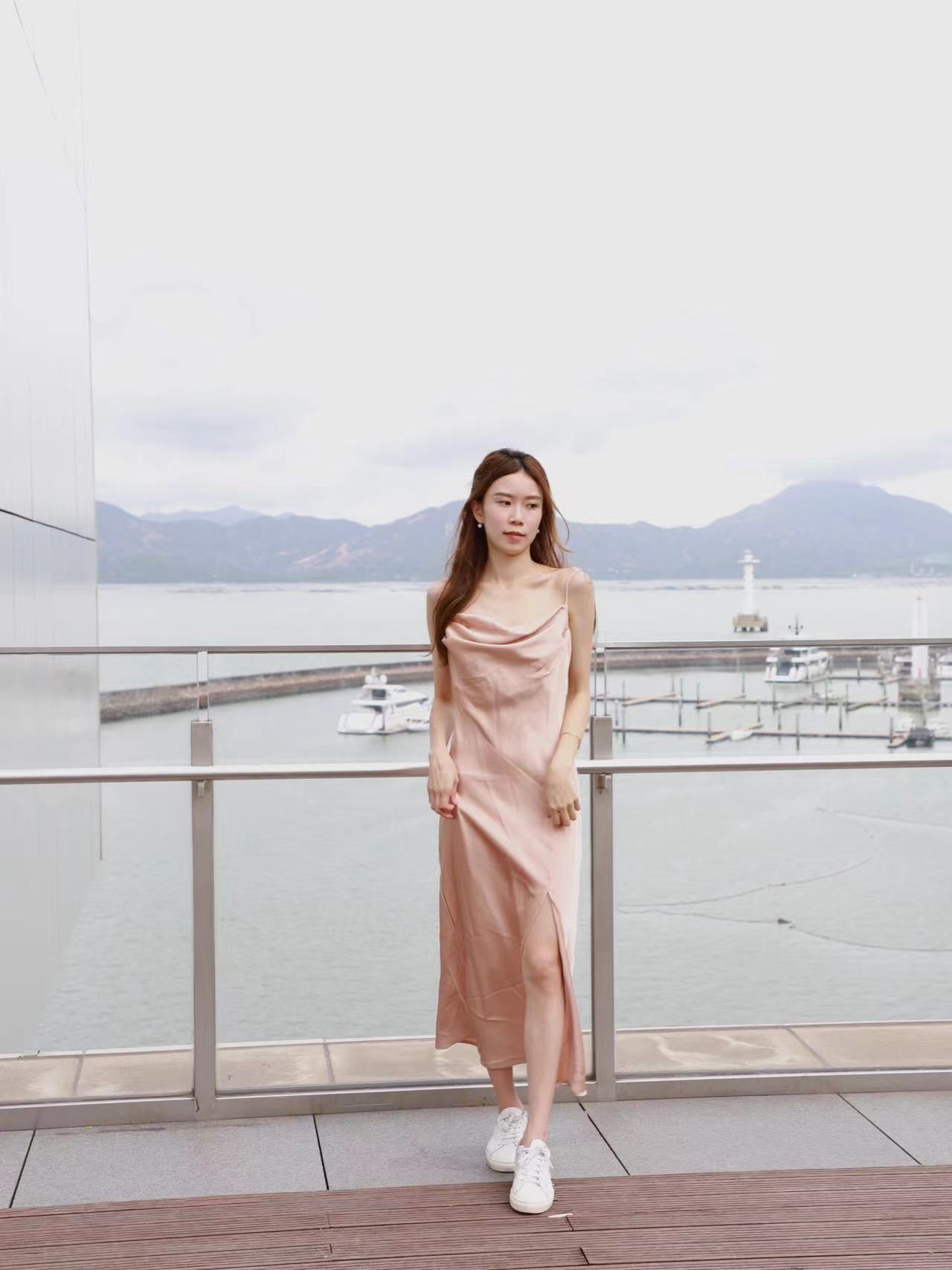 Silk Slit Maxi Dress (removable chain)