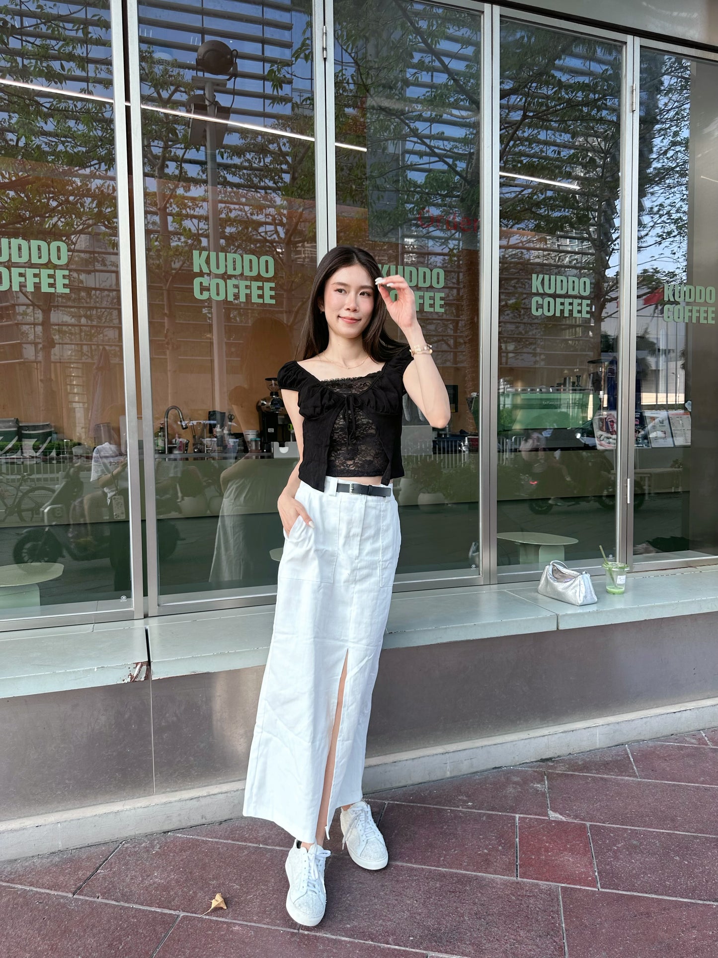 Linen Button In Maxi Skirt