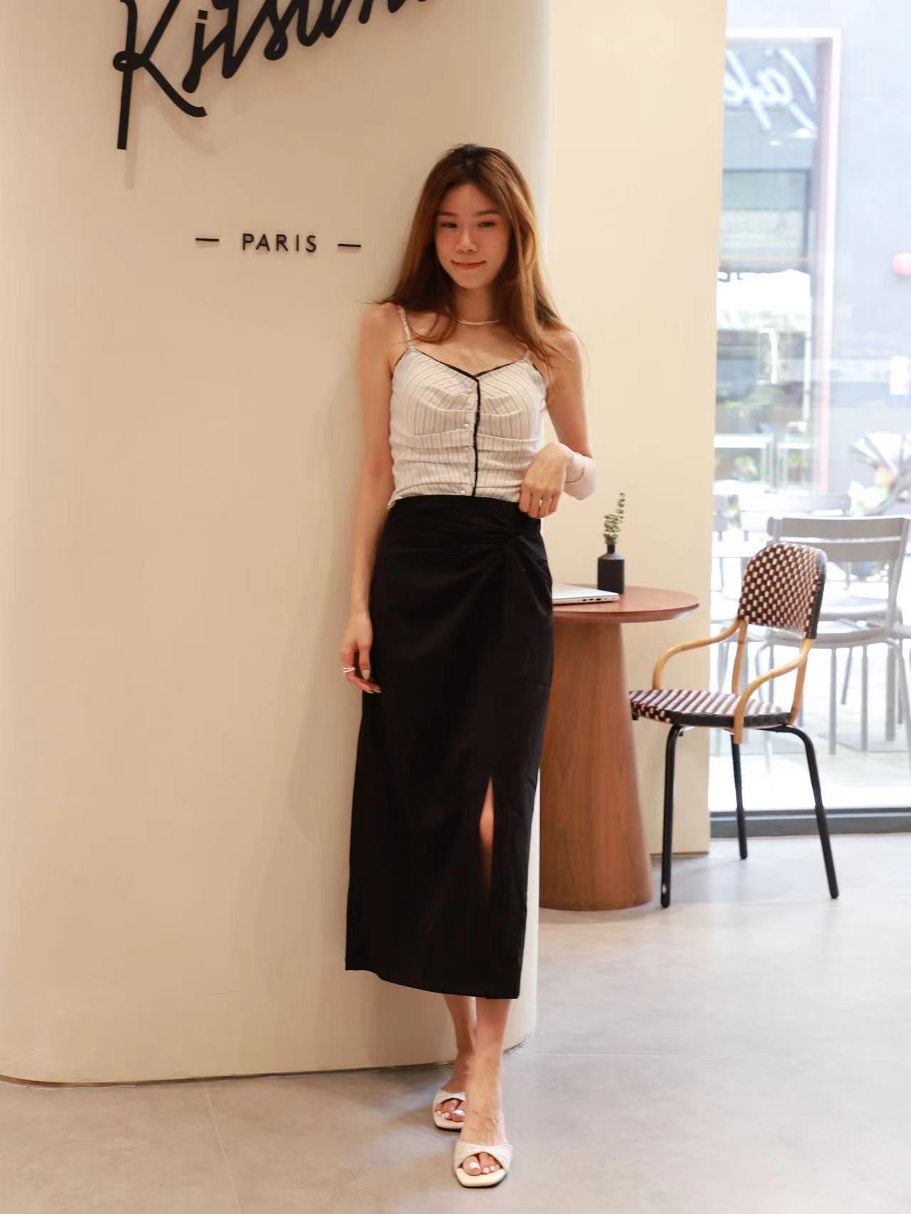 Striped & Leather Outline Bra Top