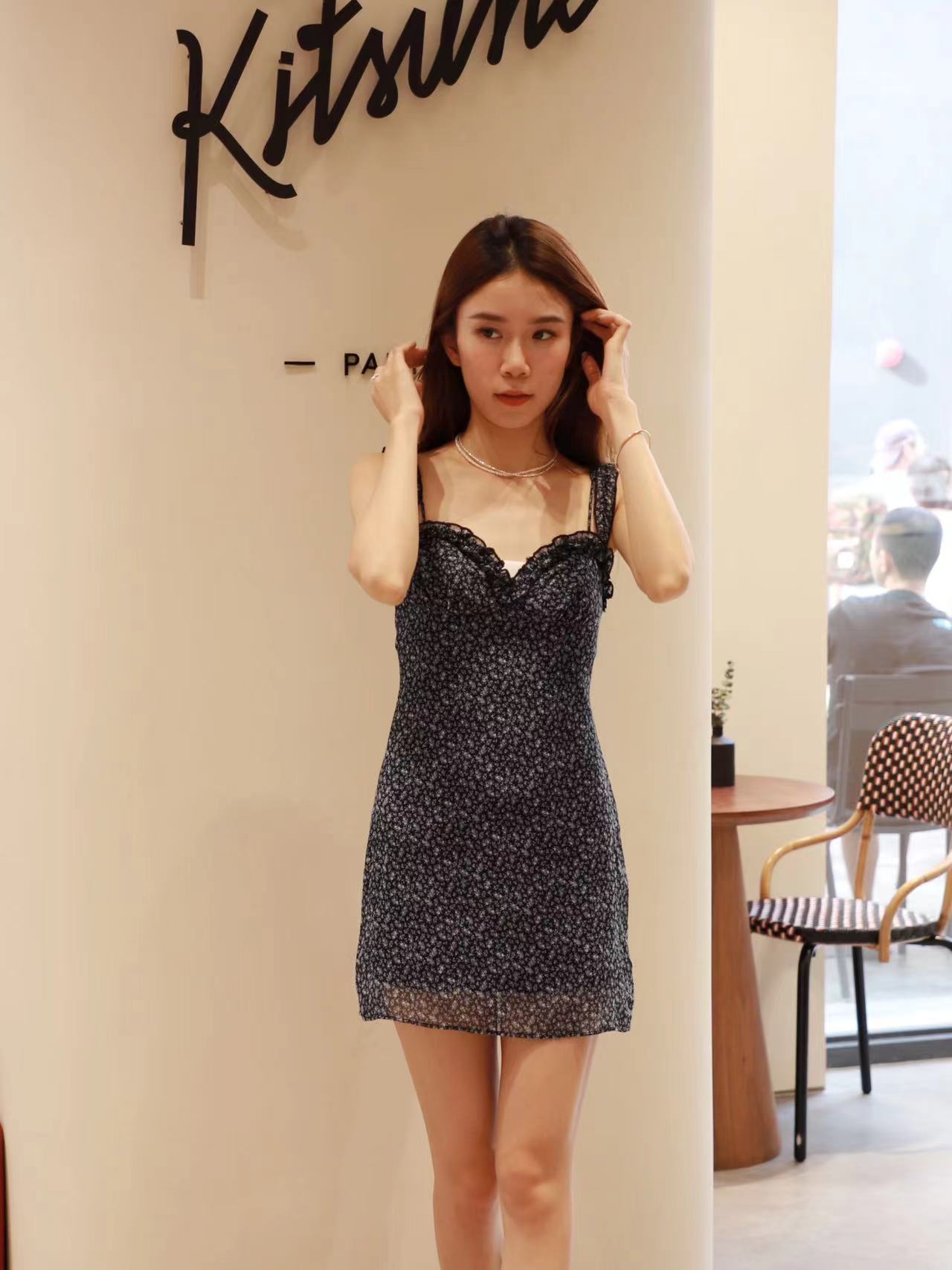Double Straps Floral Mini Dress