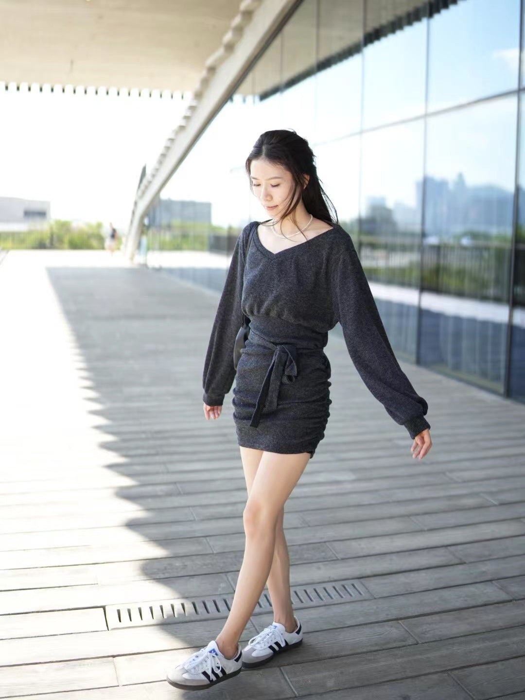 V neck Elsie Mini Dress with Strap