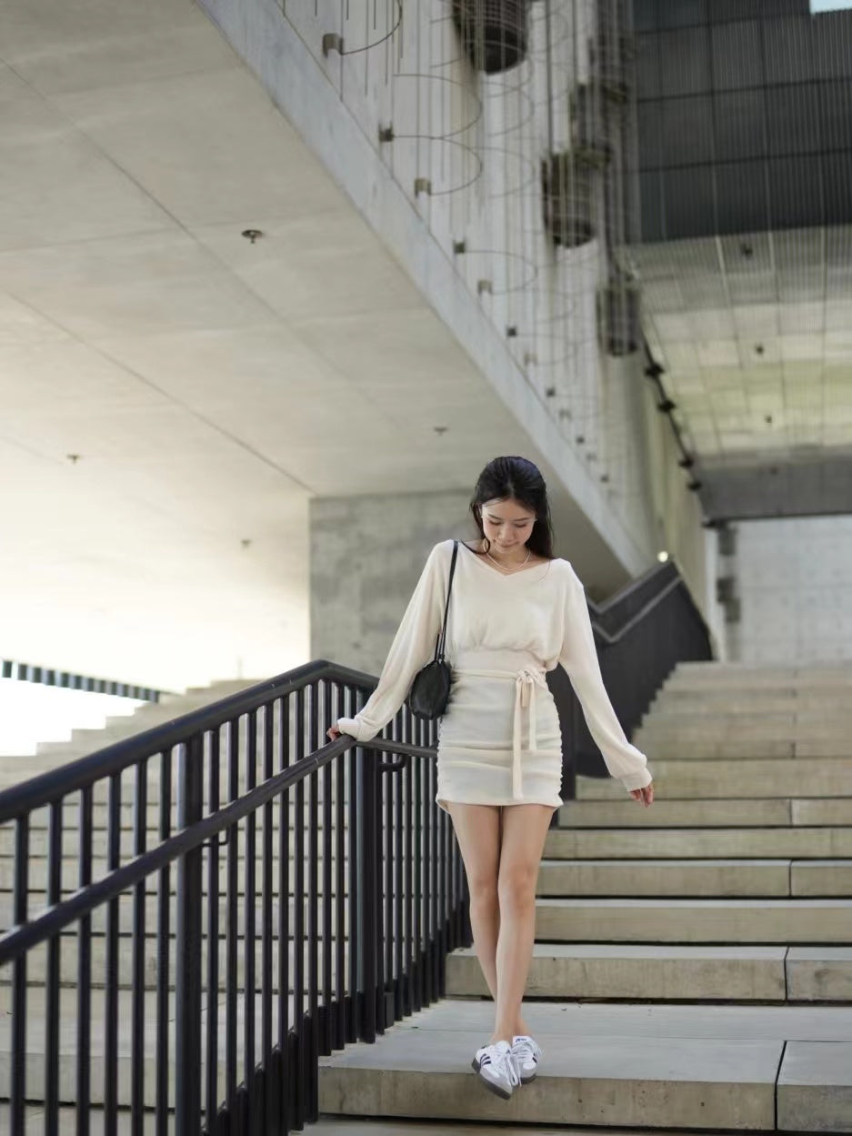 V neck Elsie Mini Dress with Strap