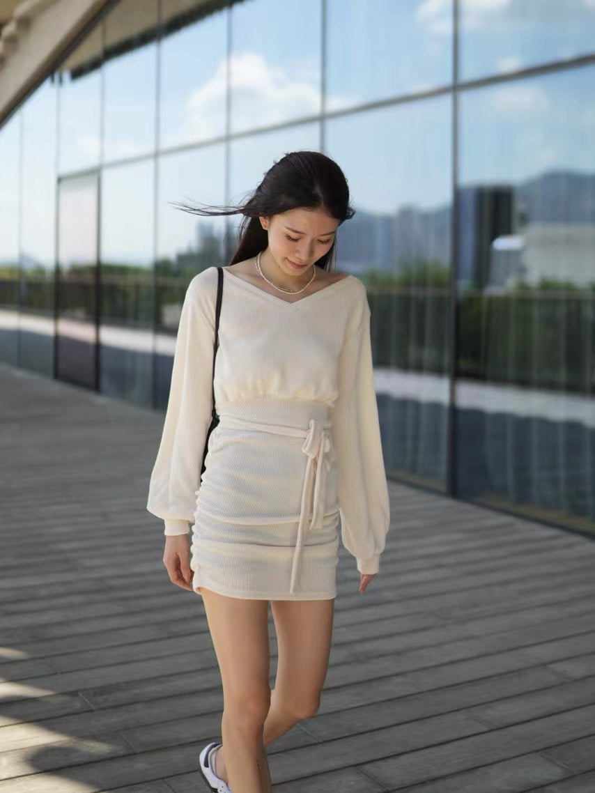 V neck Elsie Mini Dress with Strap