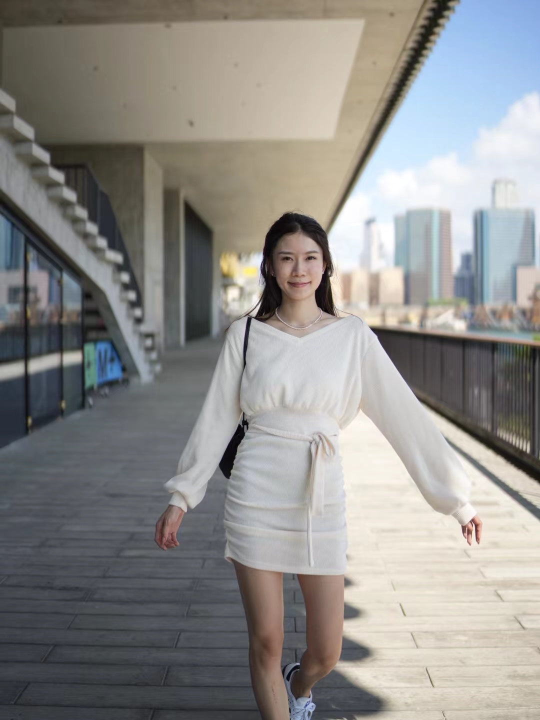 V neck Elsie Mini Dress with Strap