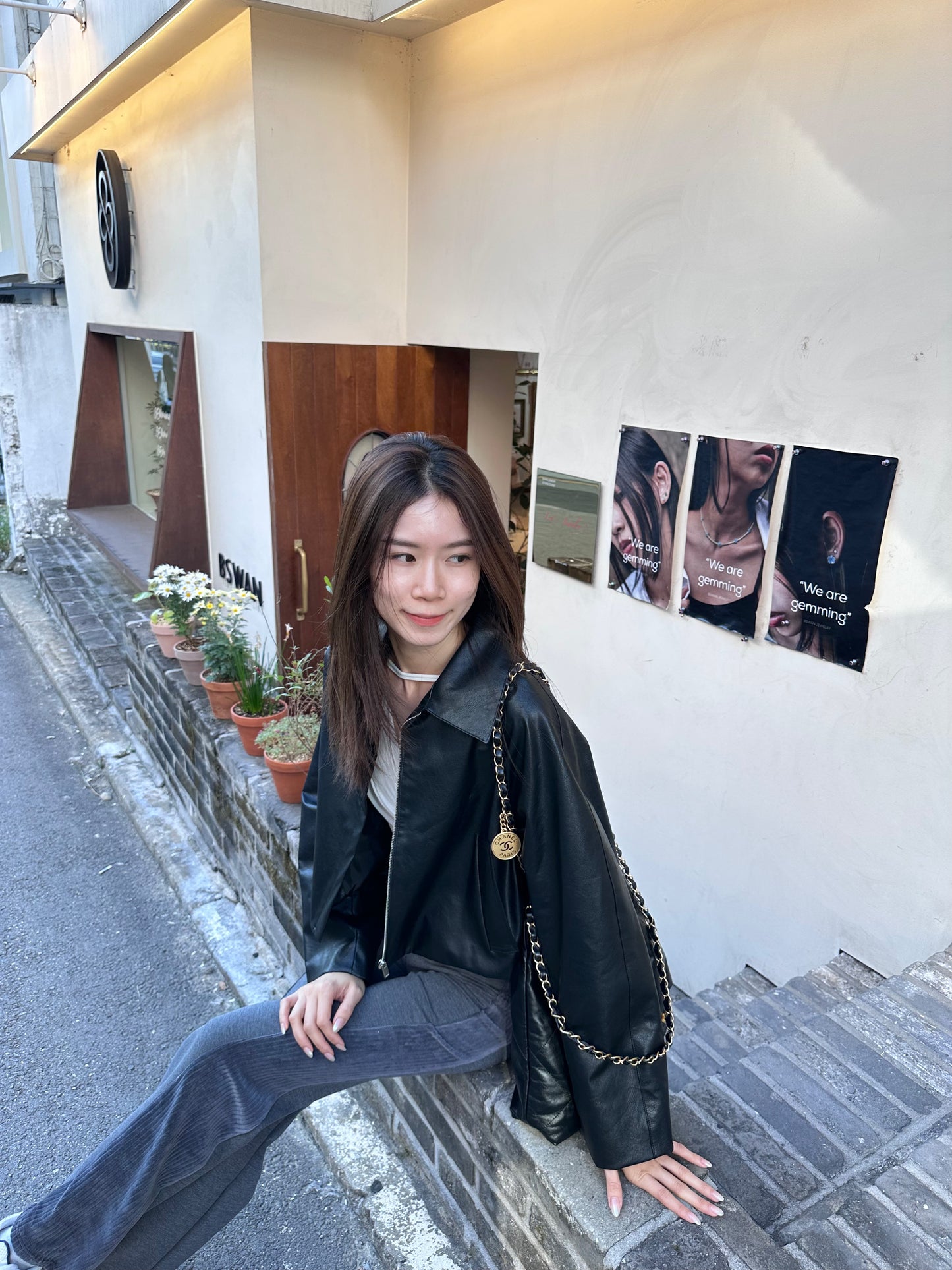 Basic Zip Up Leather Jacket