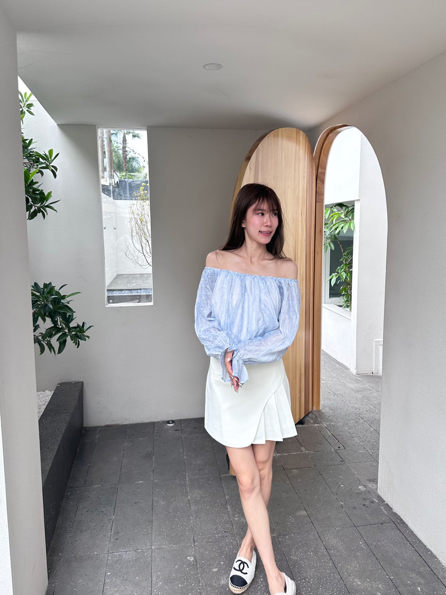 Half Pleated Mini Skirt