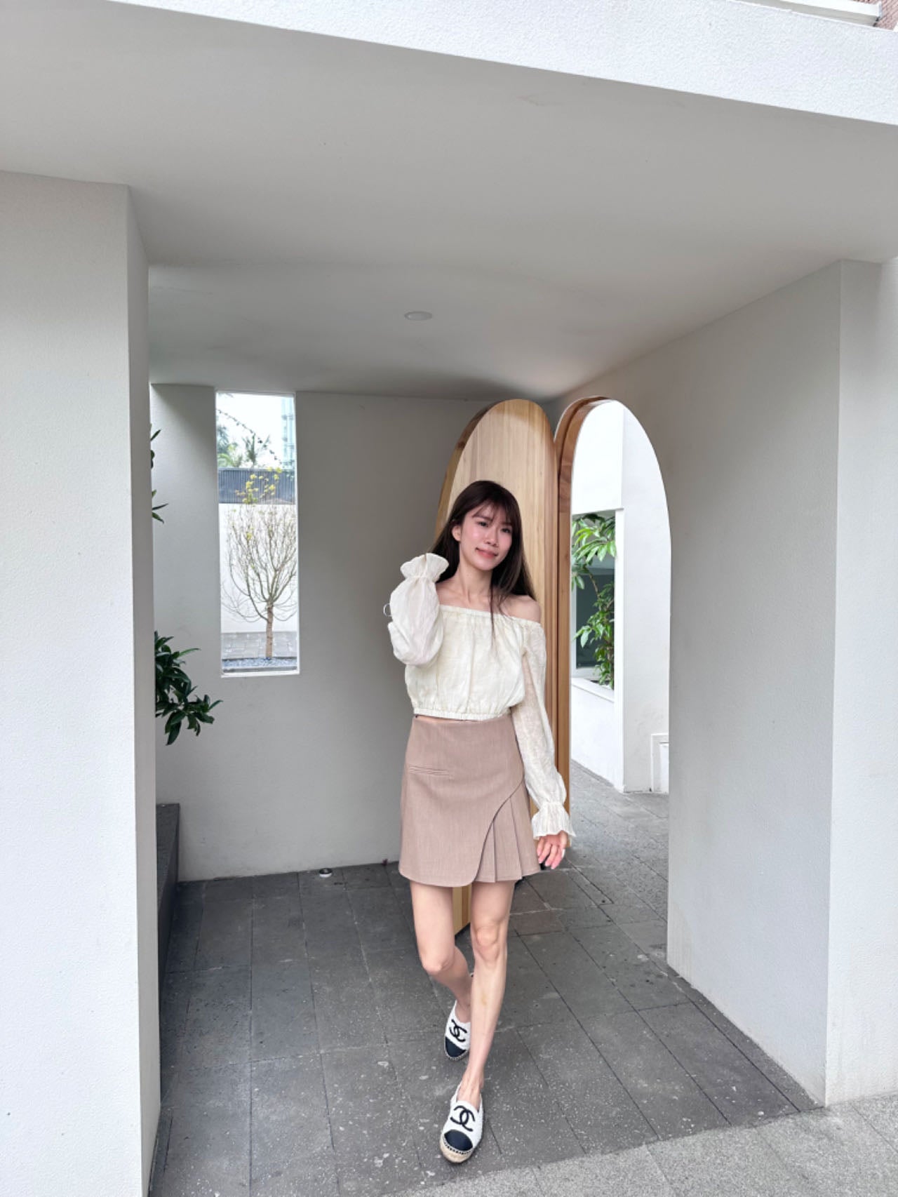 Half Pleated Mini Skirt